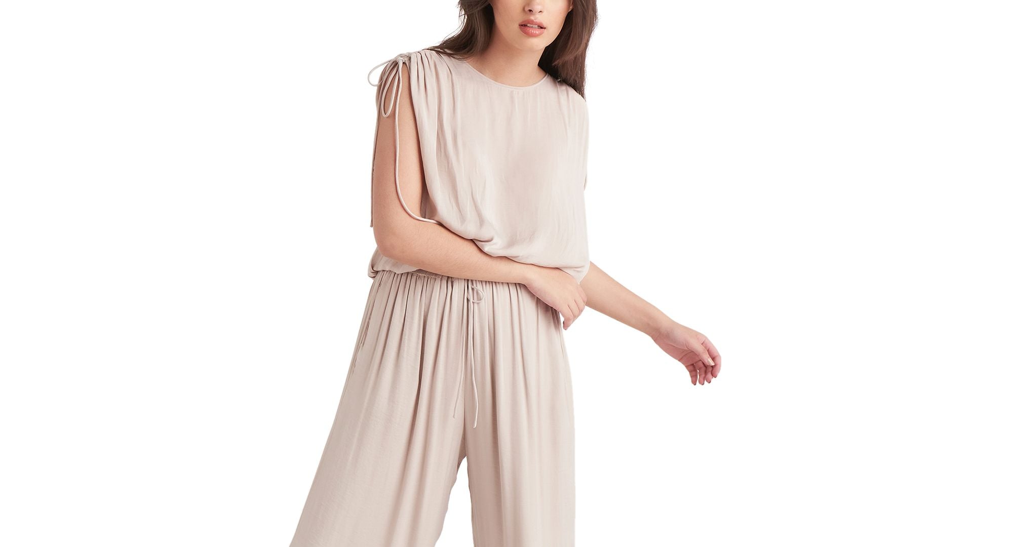 Black Tape Drawstring Shoulder Top