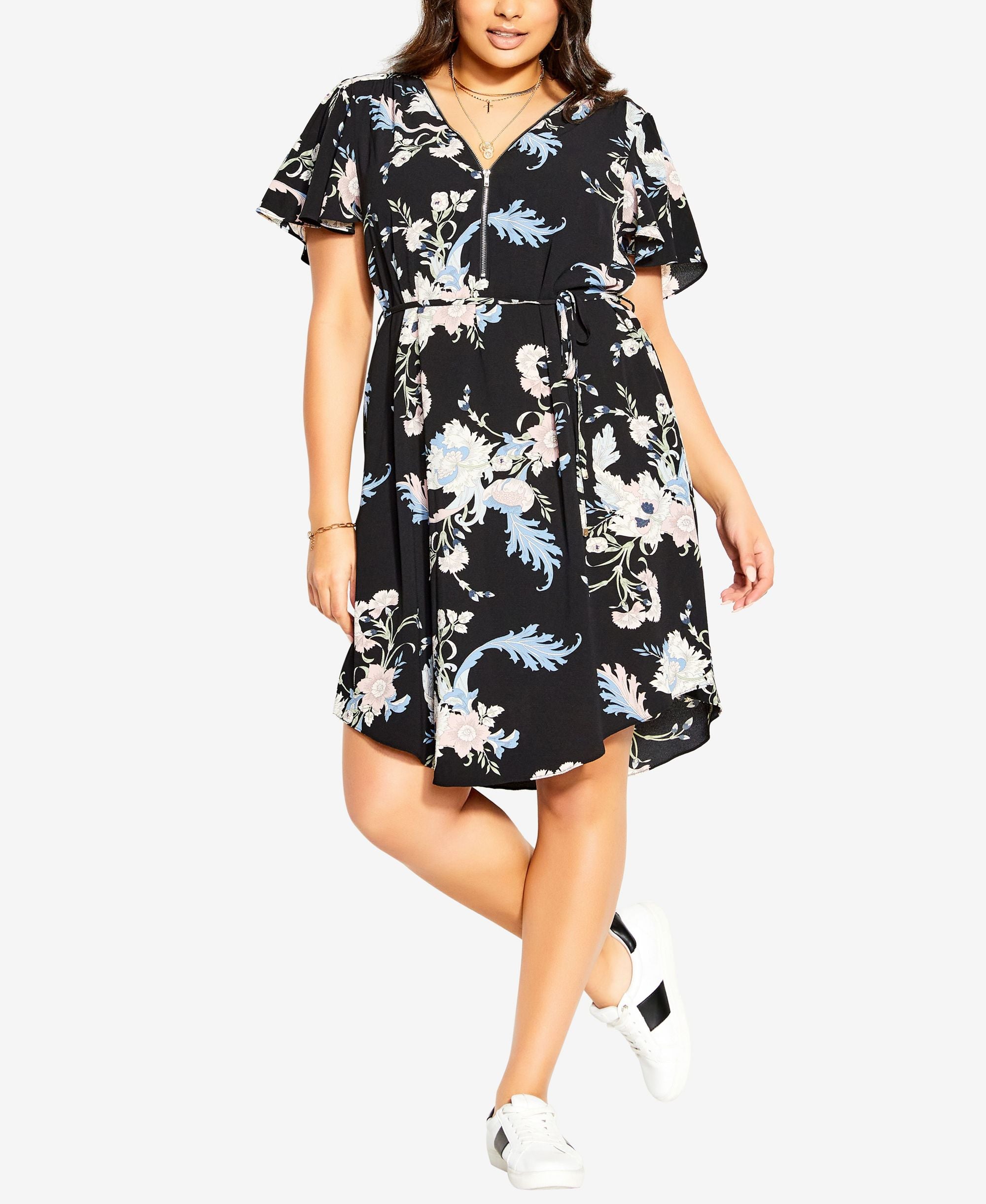 City Chic Nouveau Floral Short Sleeve Dress