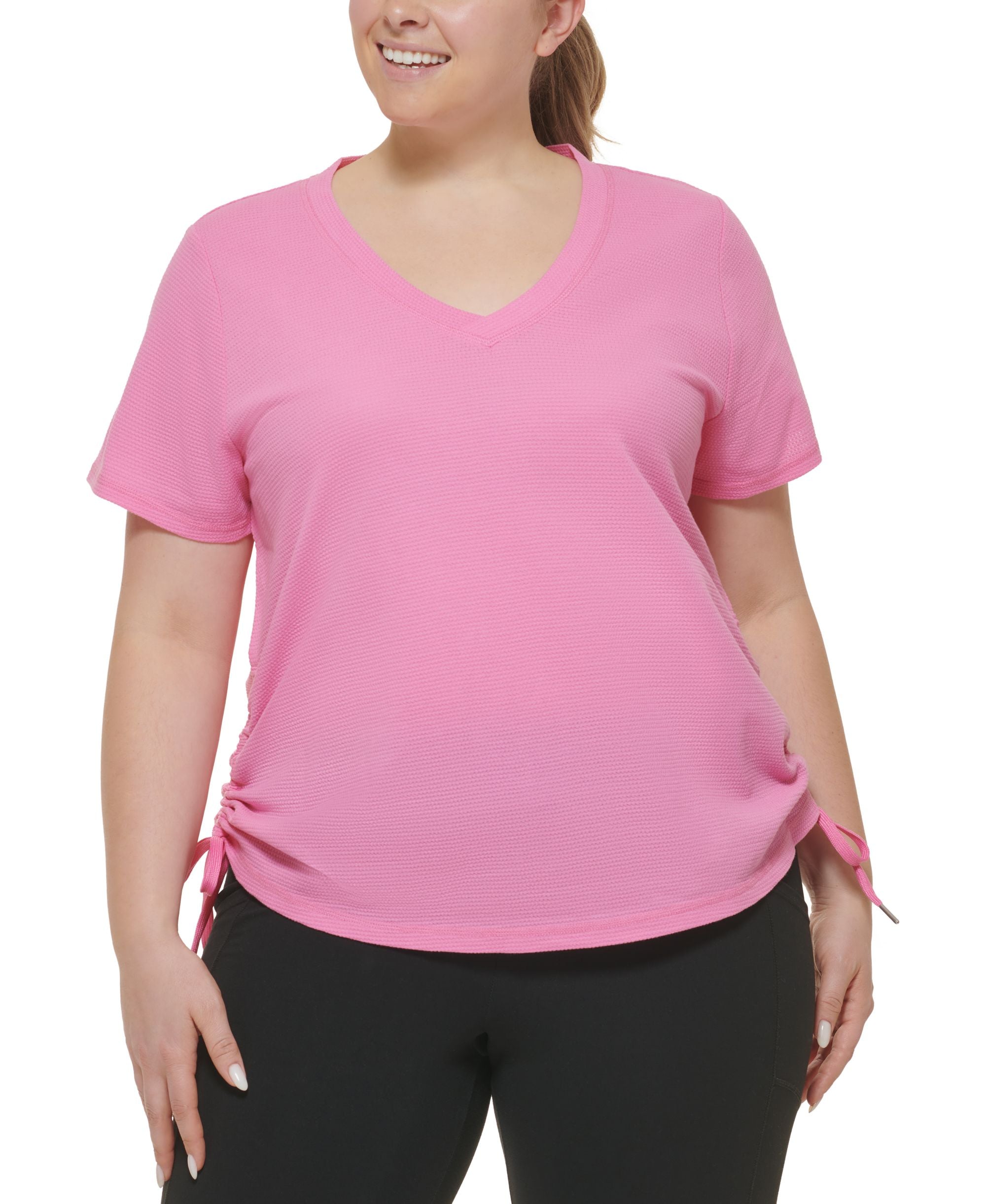 Plus Size Textured Side Ruched T-Shirt