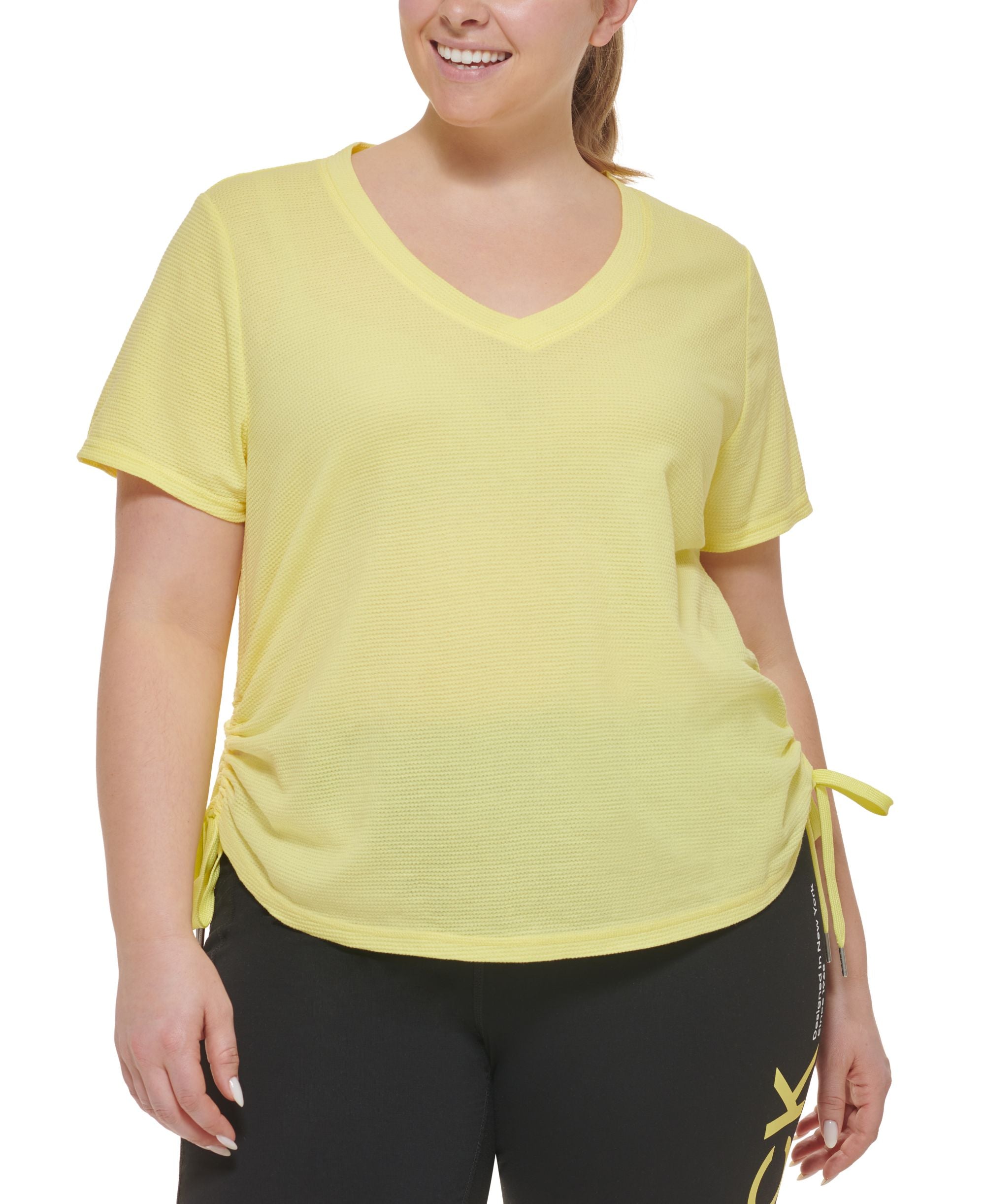Plus Size Textured Side Ruched T-Shirt