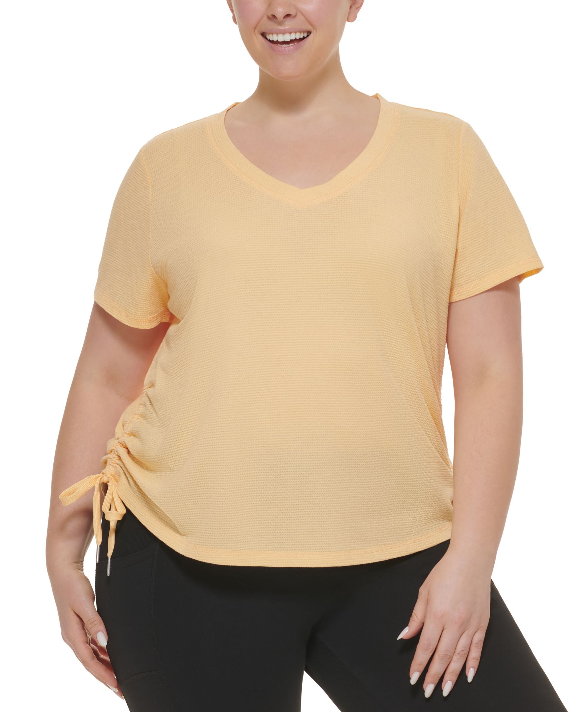 Plus Size Textured Side Ruched T-Shirt