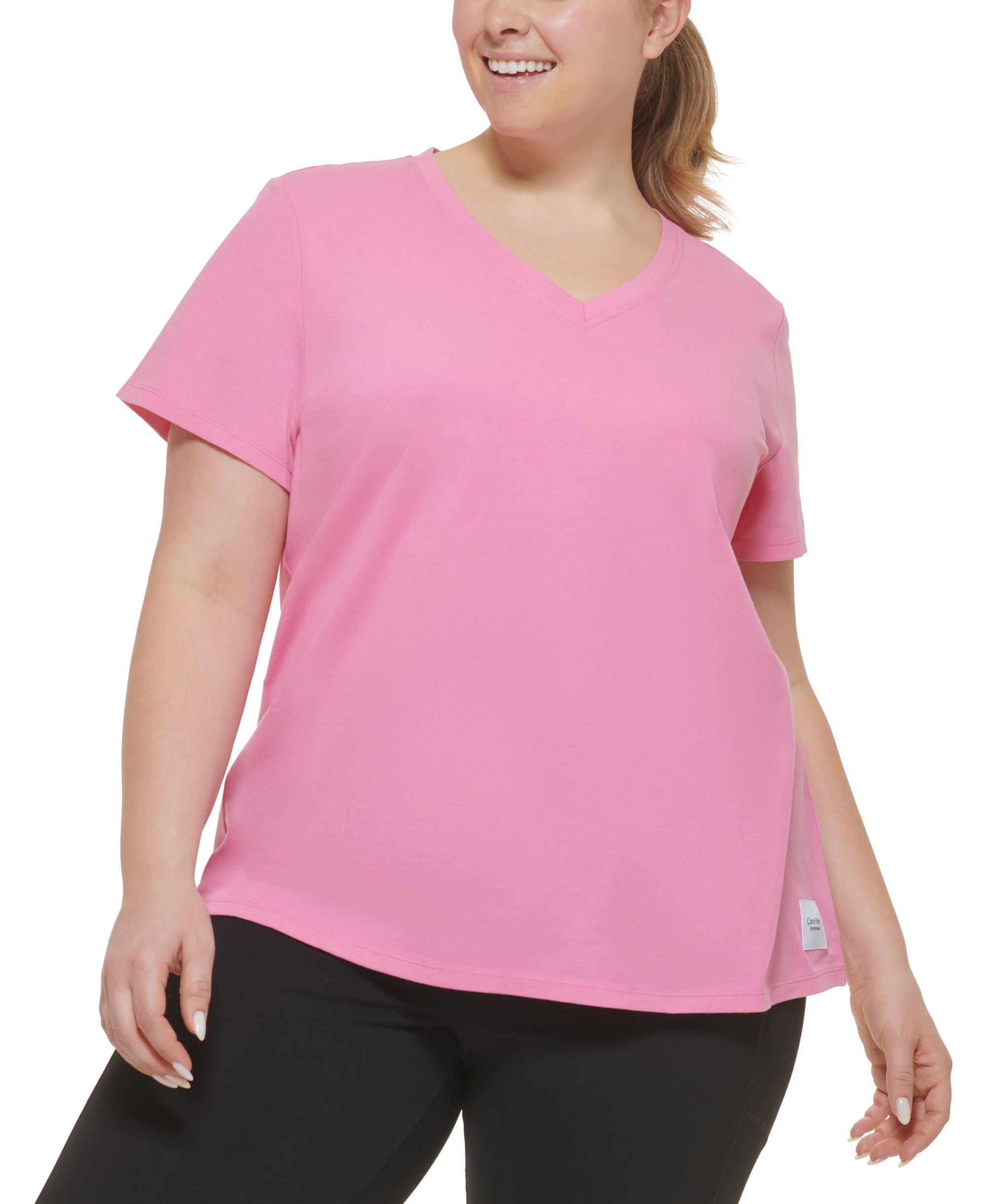 Calvin Klein Performance Womens Plus V-Neck Fitness Pullover Top