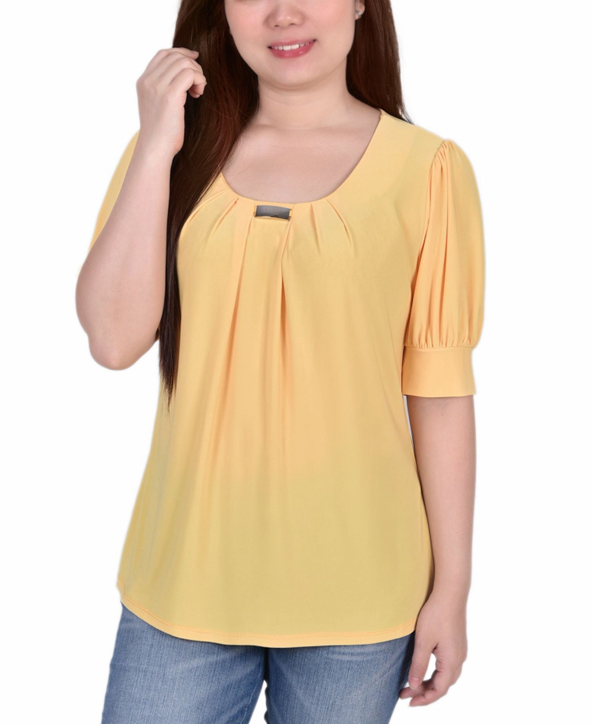 Petite Short Sleeve Balloon Sleeve Top