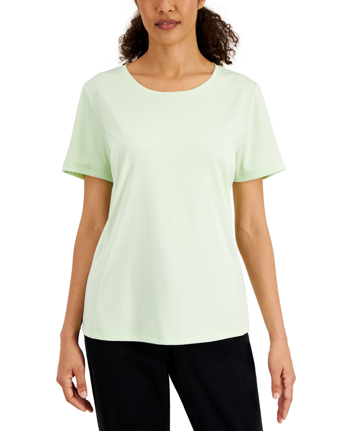 Karen Scott Womens Short Sleeve Solid Knit T-Shirt