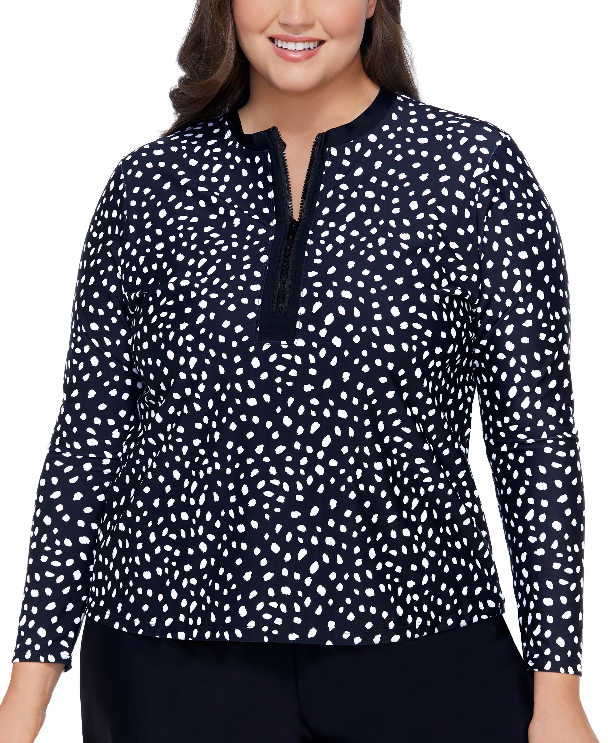 Plus Size Half-Zip Rash Guard