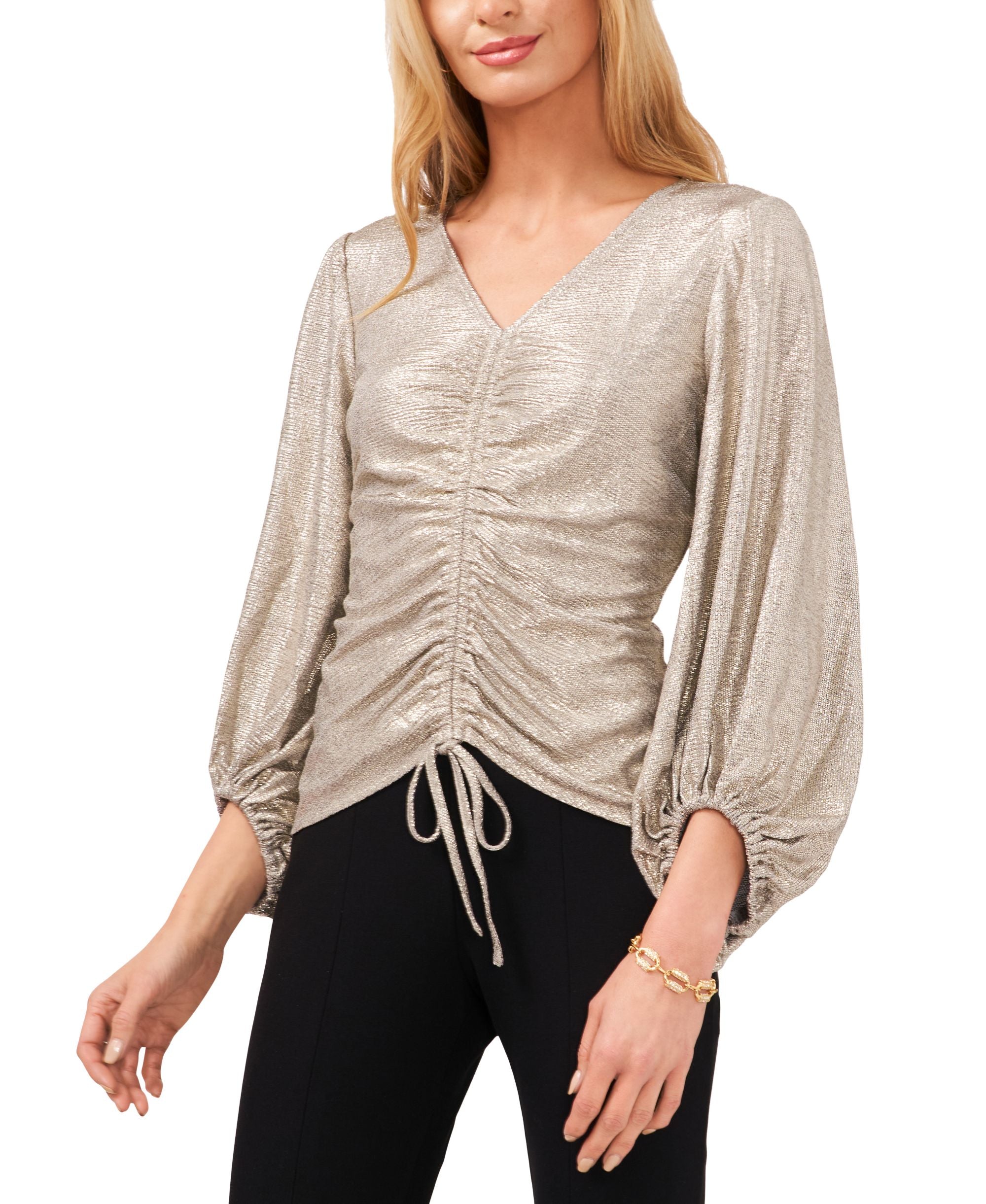 Metallic Drawstring Blouse