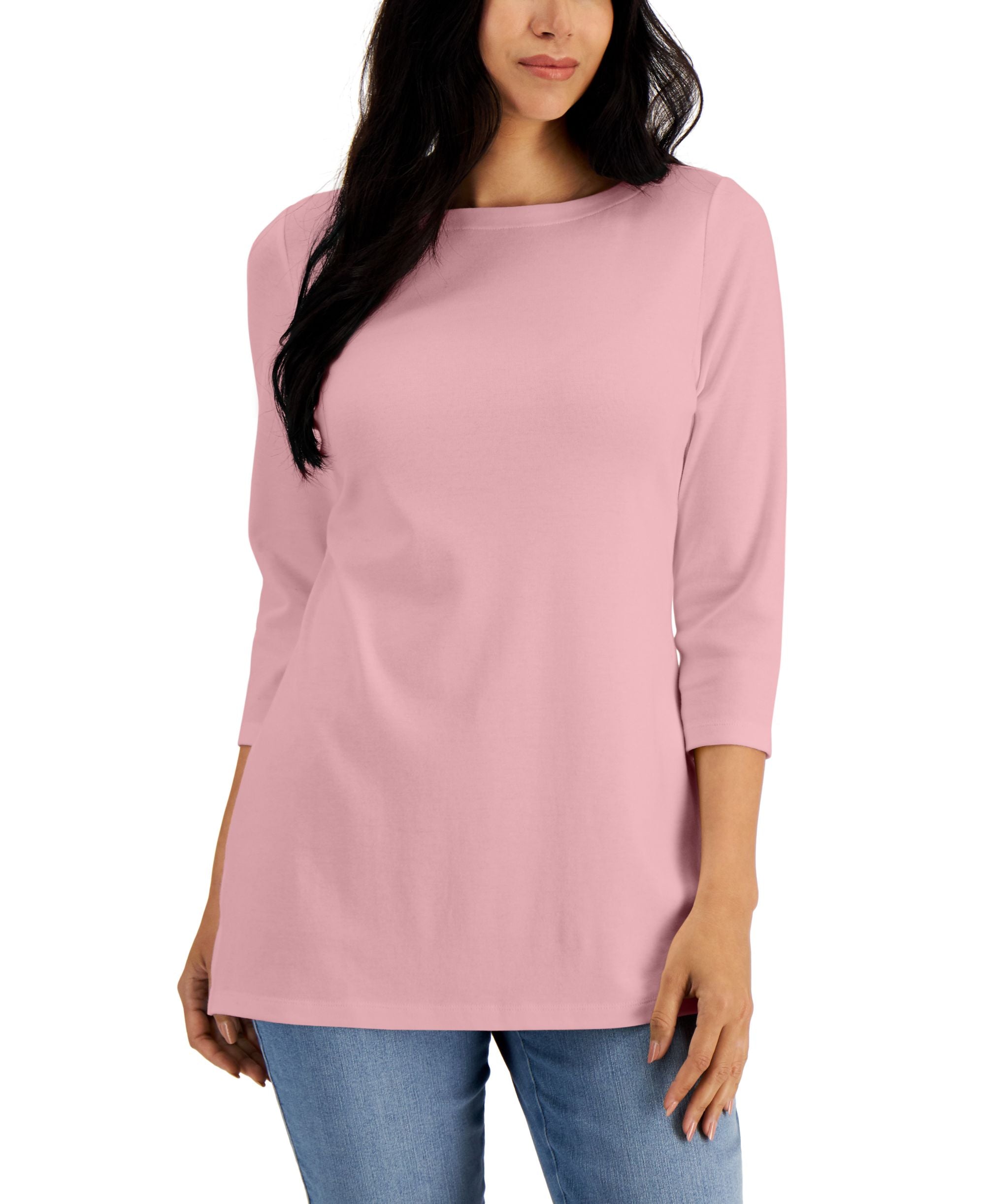 Boat-Neck 3/4-Sleeve Top