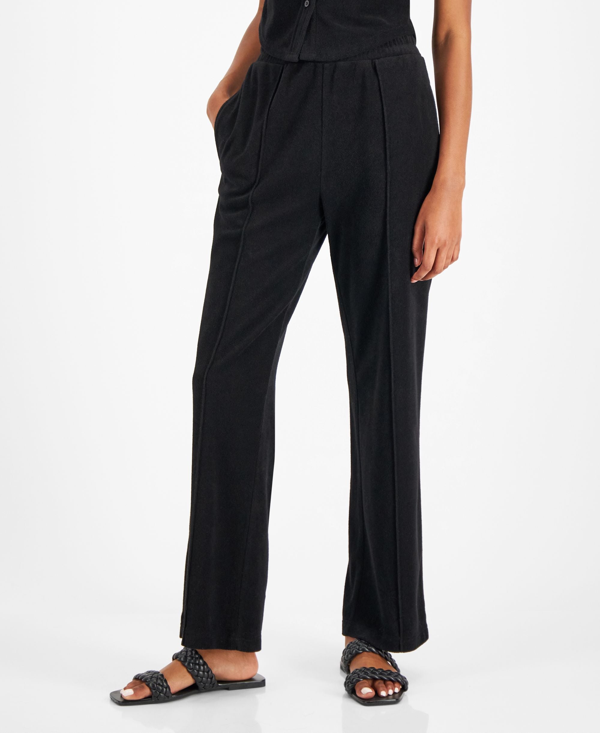 Women's Terrycloth Straight-Leg Pants