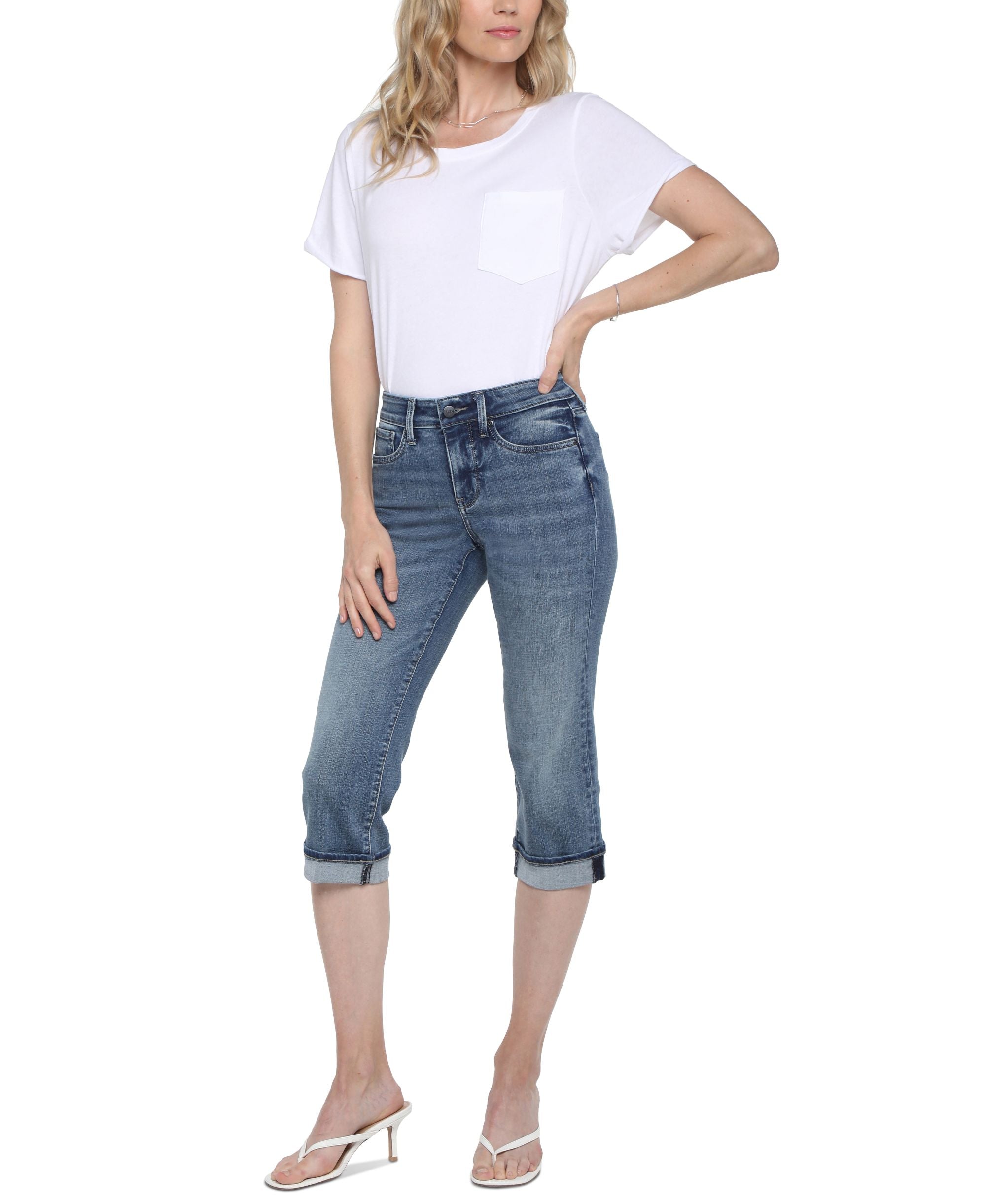 Nydj Marilyn Cuffed Straight Leg Cropped Jeans