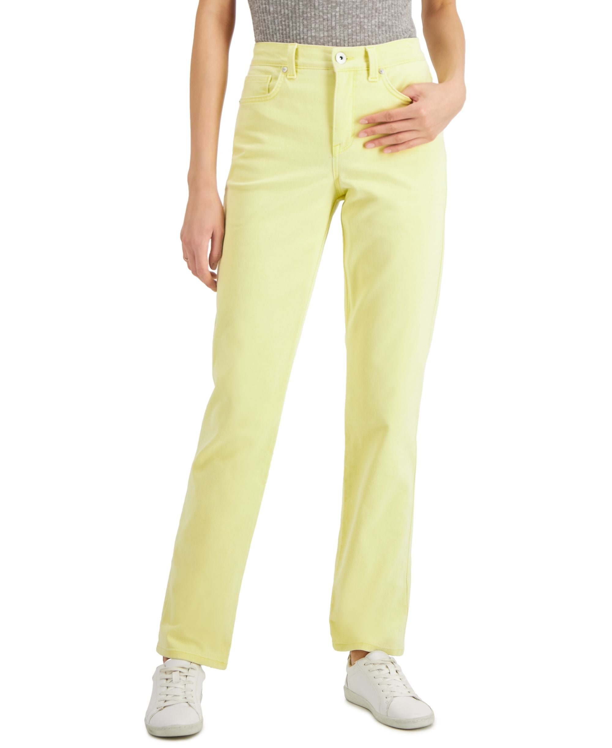 Style & Co Petite High Rise Natural Straight Leg Jeans