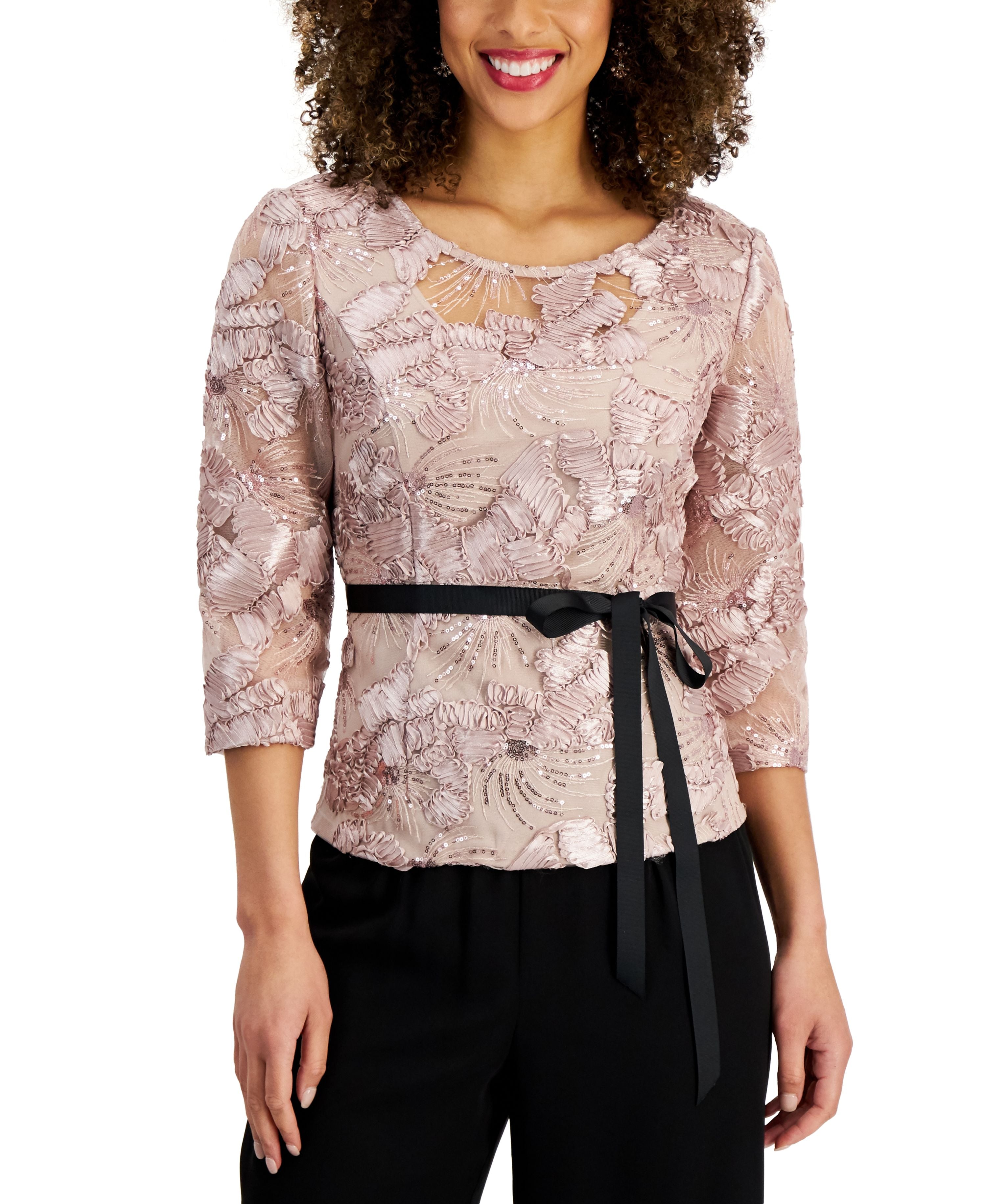 3/4-Sleeve Soutache Blouse