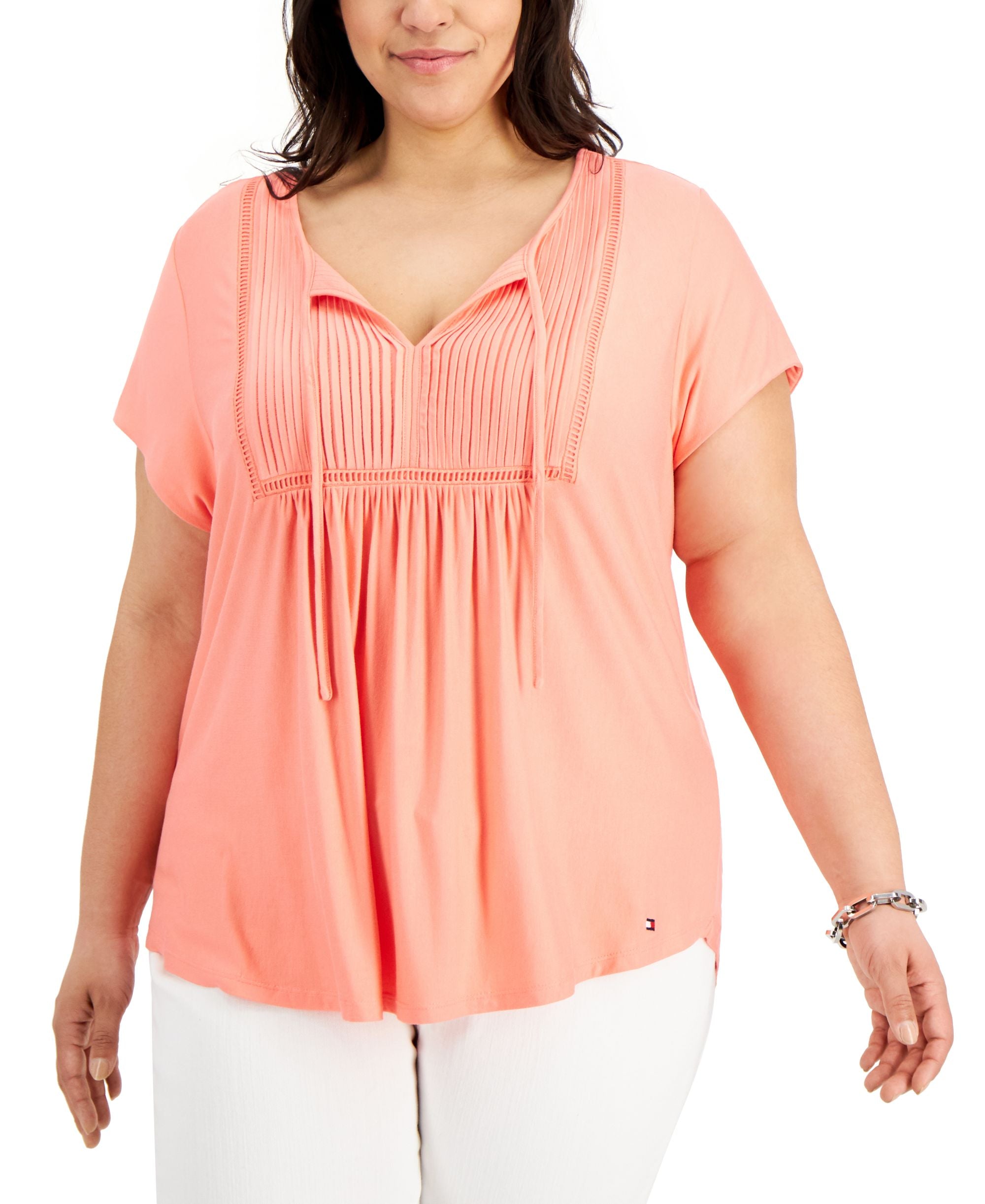 Tommy Hilfiger Plus Size Pintucked Ladder Tee