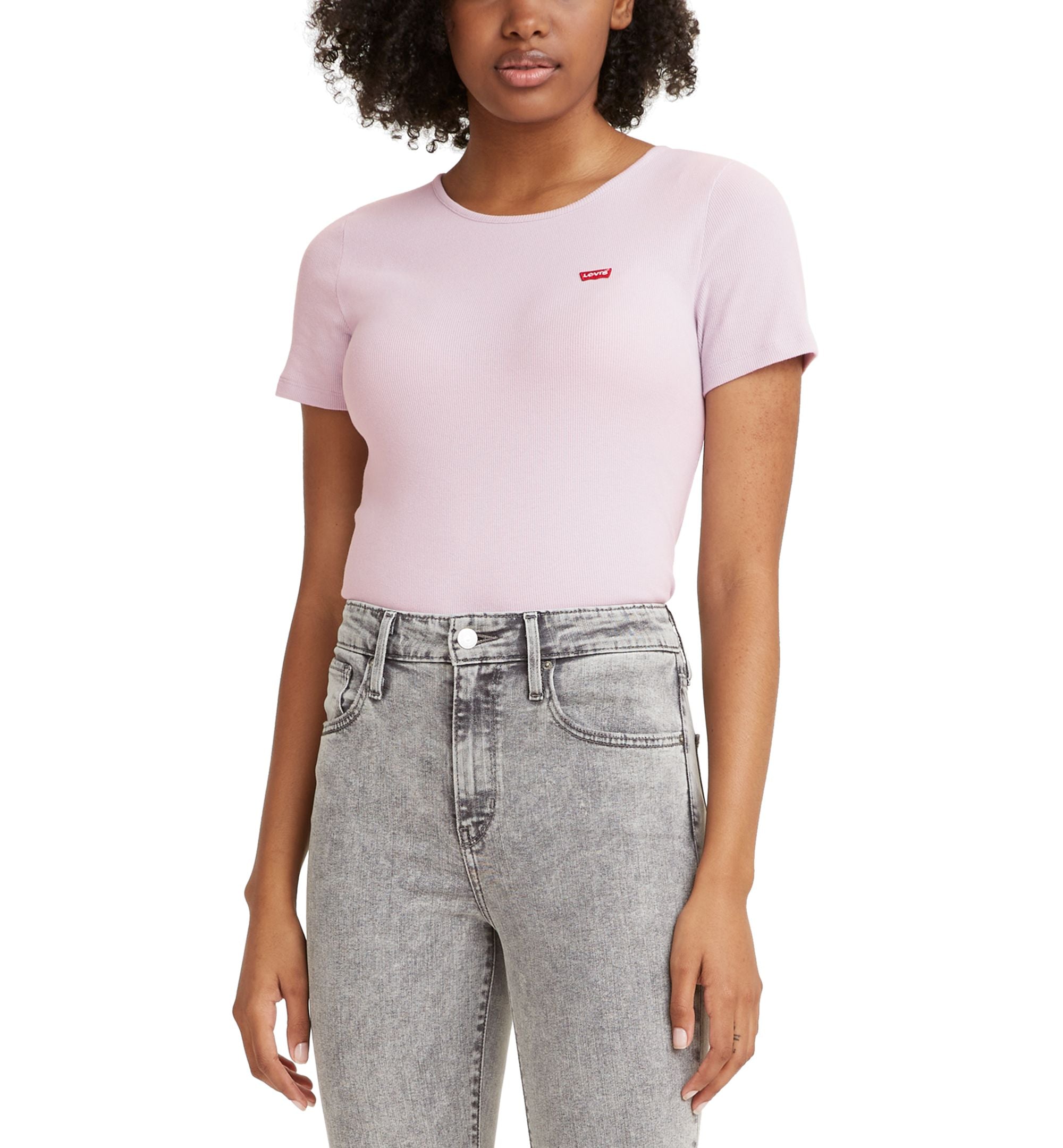 Women's Slim Fit Honey Ribbed Logo T-Shirt