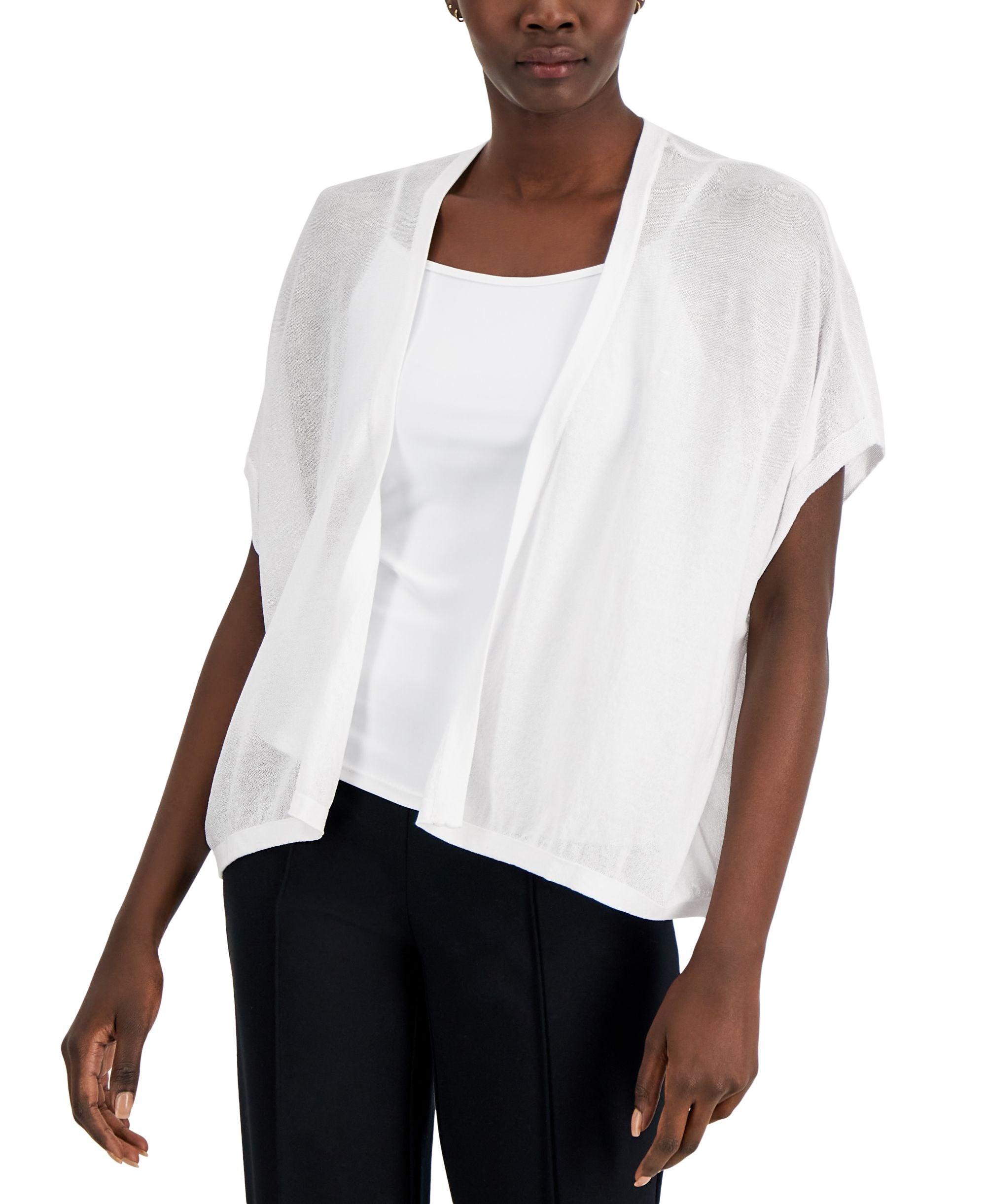 Alfani Womens Drapey Open Front Cardigan