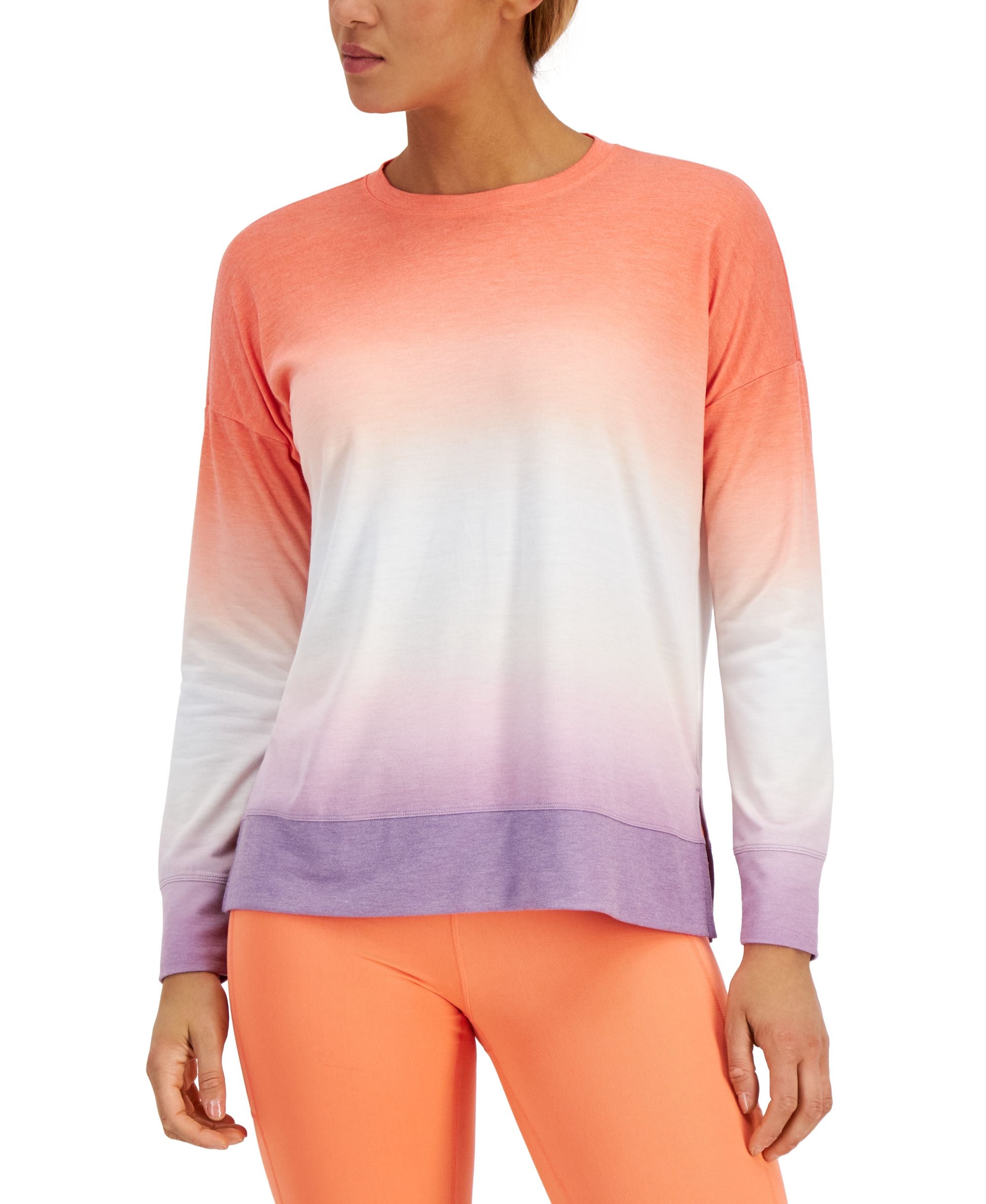 ID Ideology Womens Dip Dye Crewneck Top