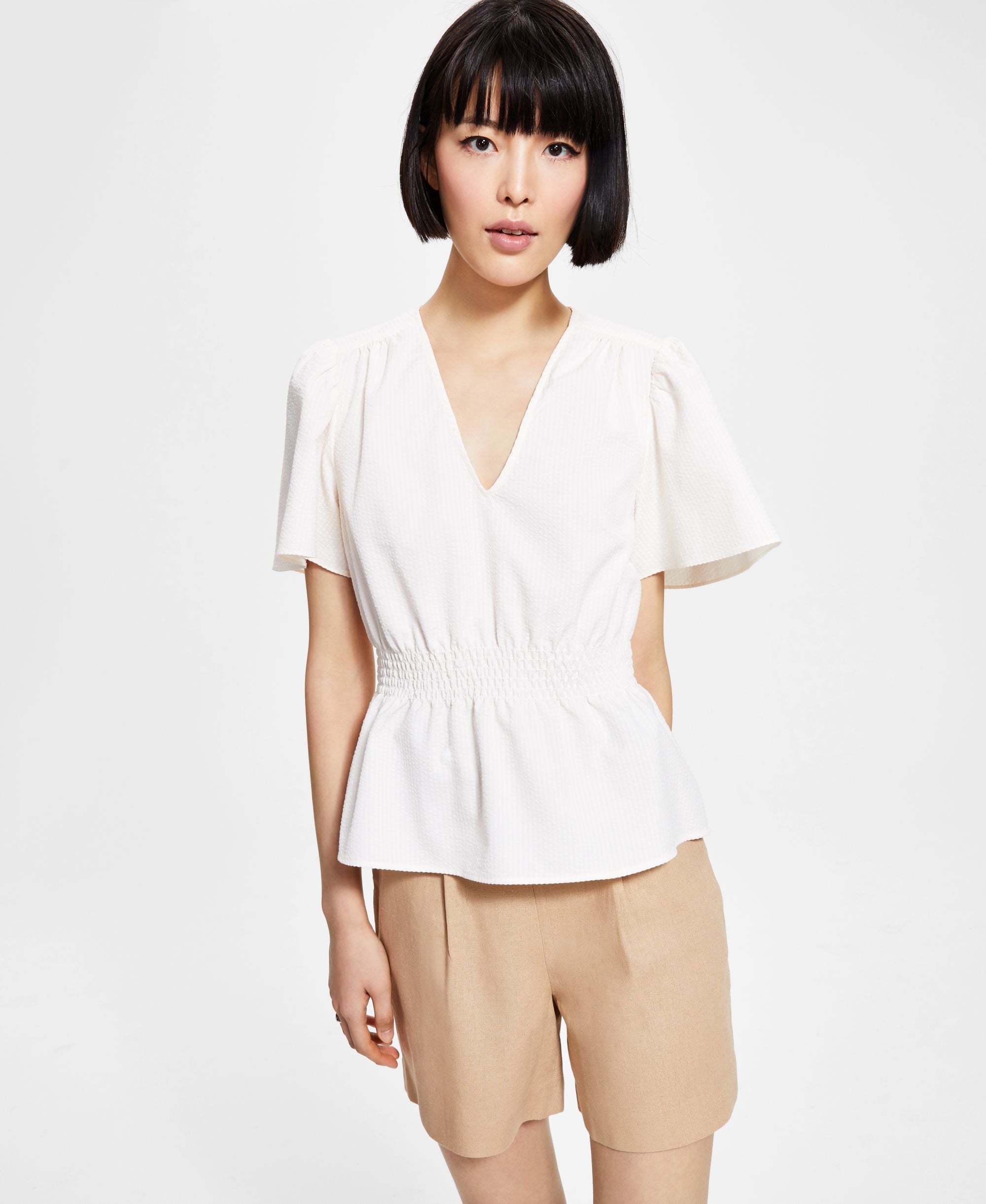 Bar III Womens V Neck Top