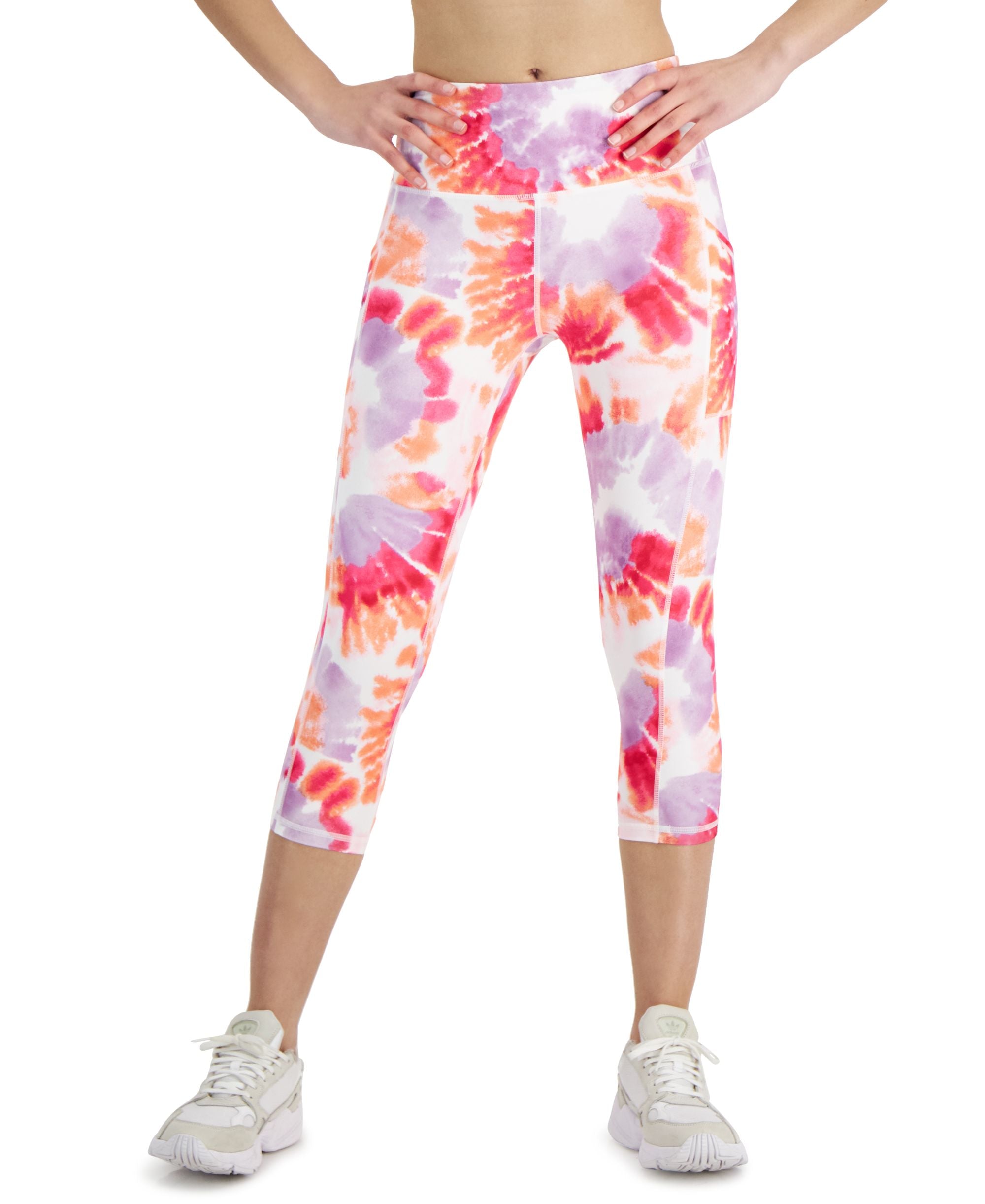 ID Ideology Womens Compression Dye Print Side Pocket Cropped Leggings