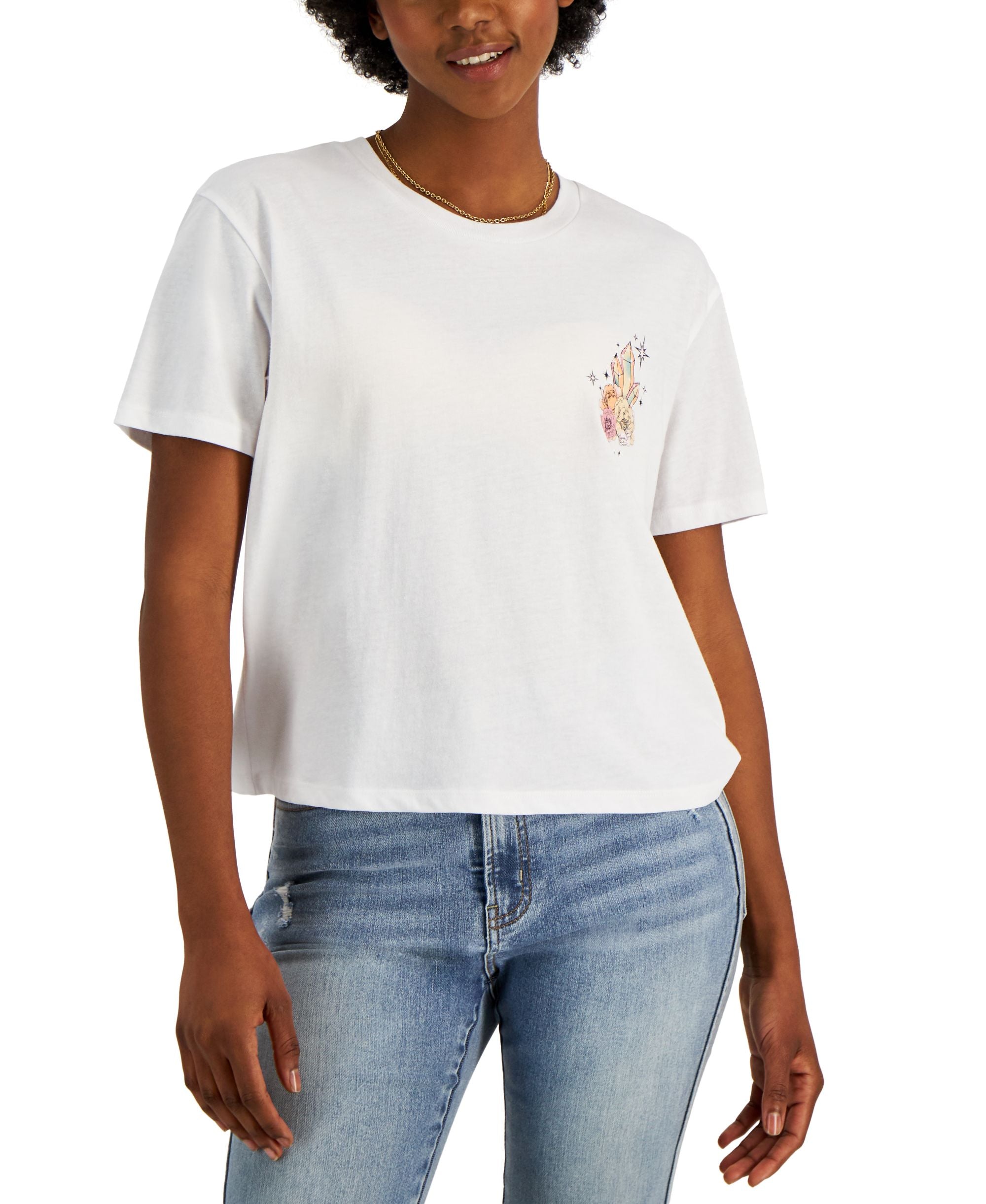 Juniors' Crystals Front-Back Graphic-Print Tee