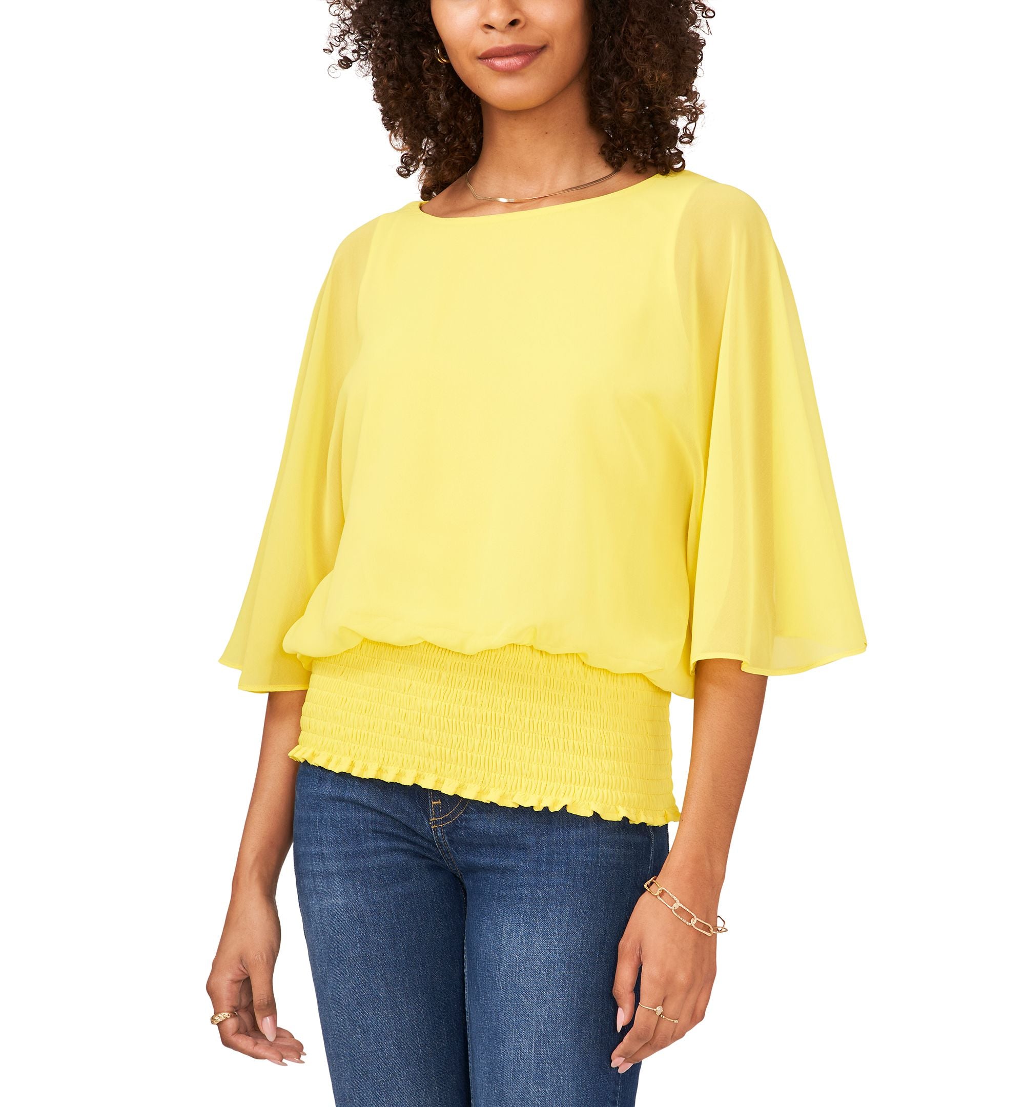 Sam Jess Printed Smocked Waist Top