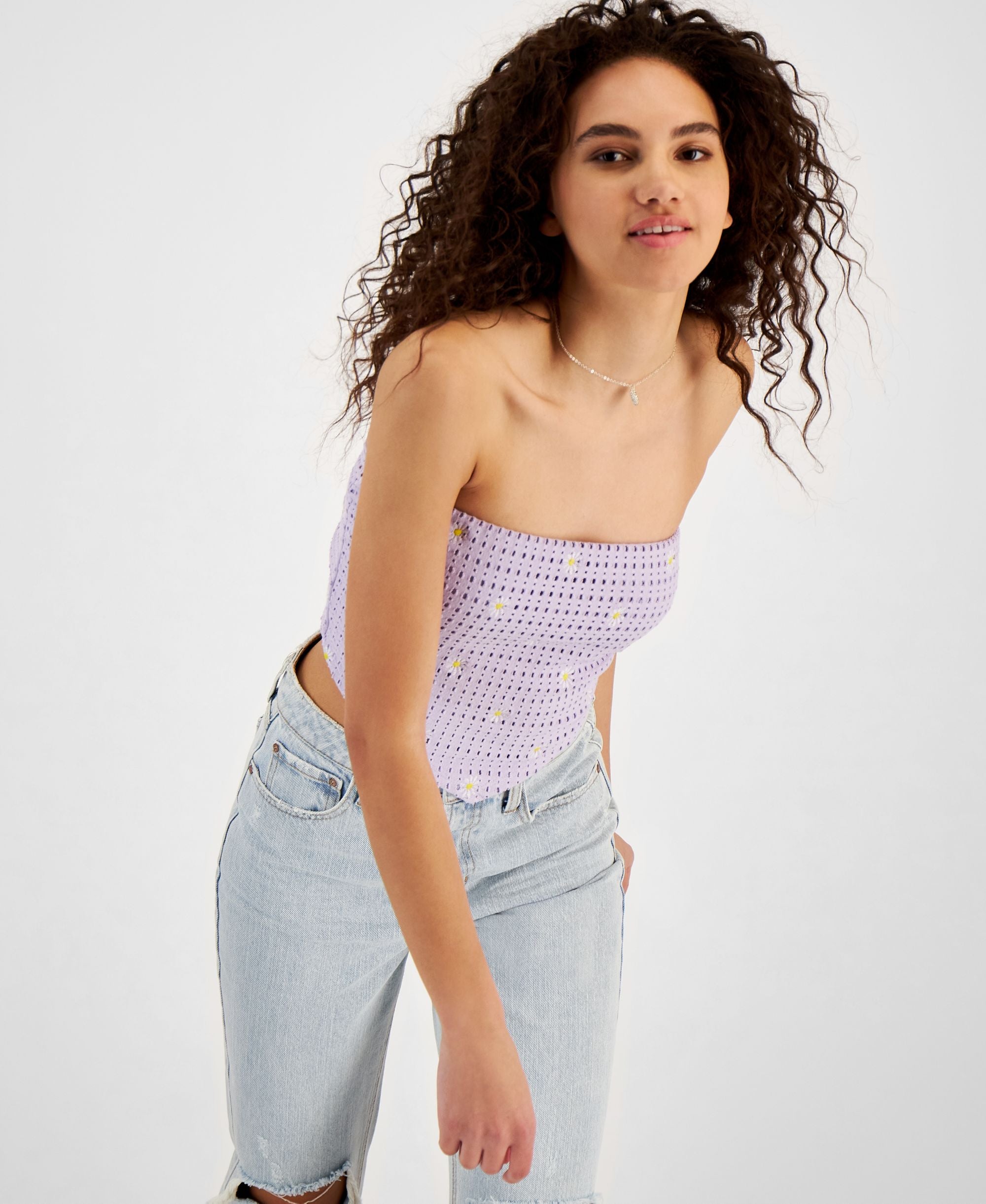 Juniors' Handkerchief-Hem Tube Top
