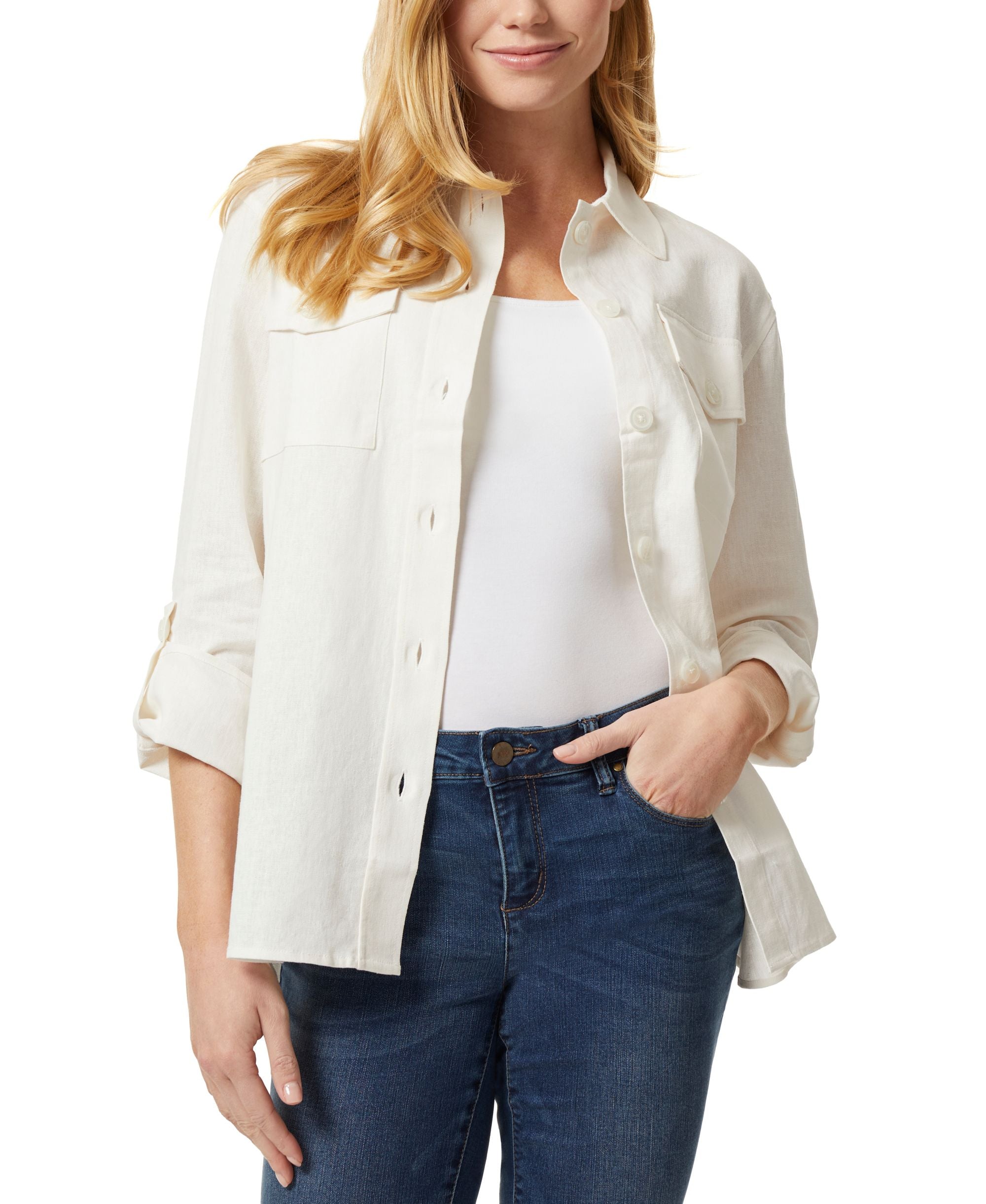 Womens Shacket With Rolled Tab Jacket
