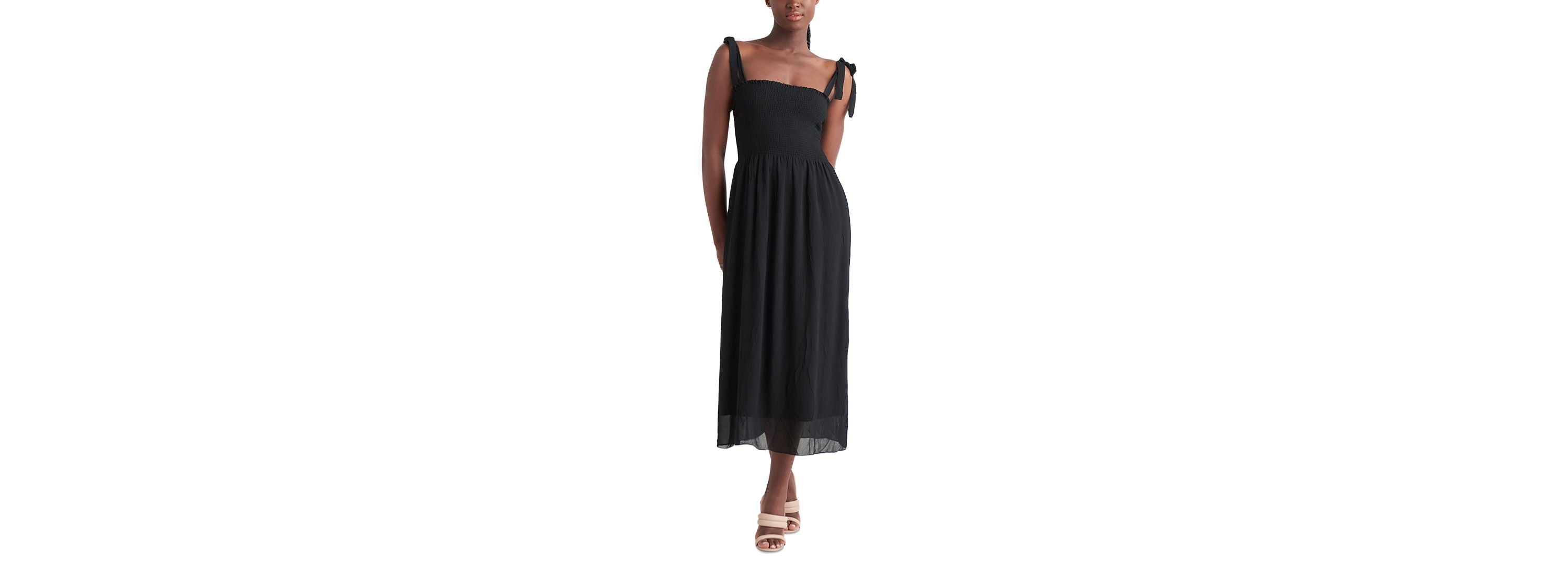 Tie-Shoulder Smocked Maxi Dress