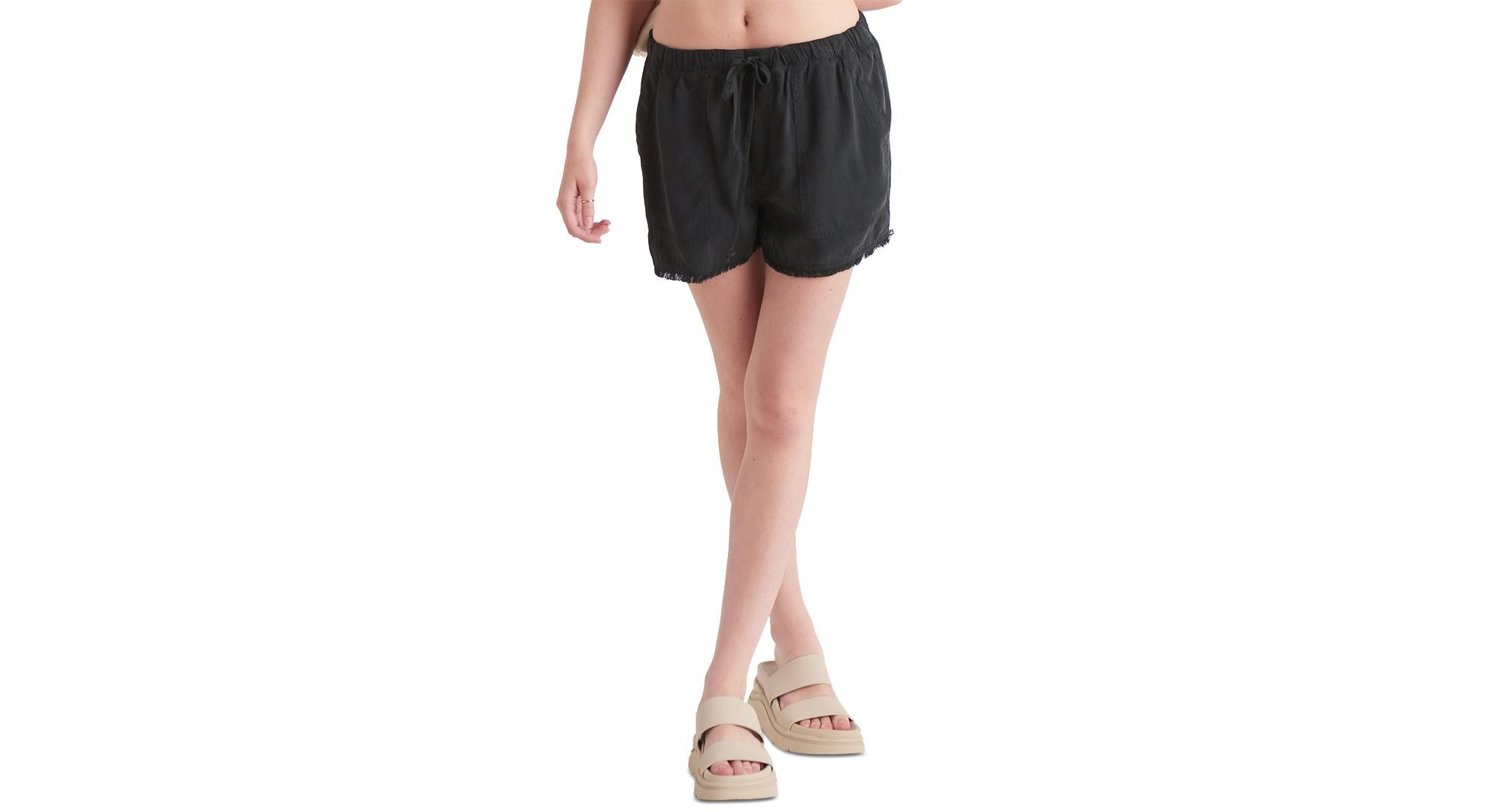 Black Tape High Rise Frayed Hem Short