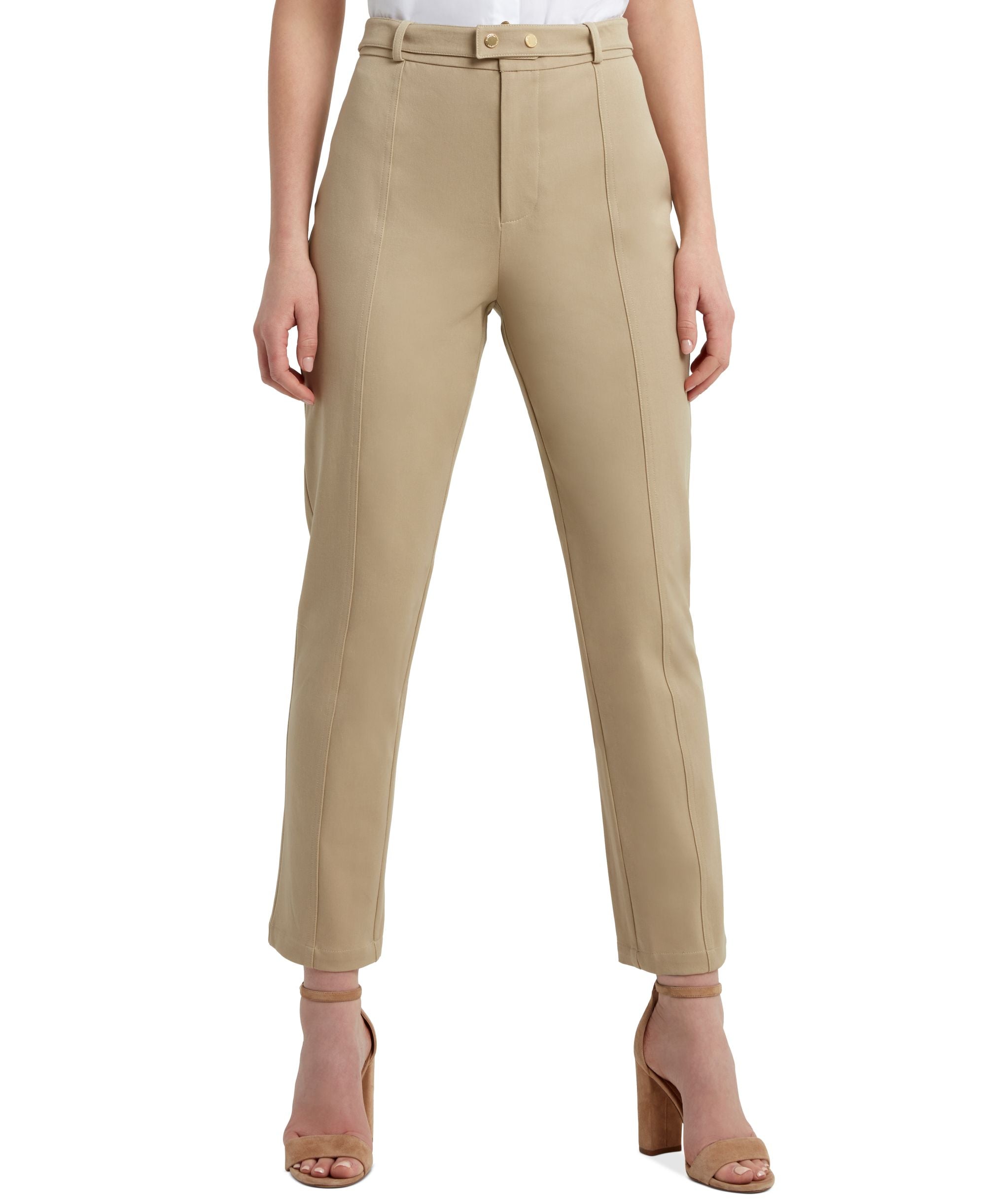 H Halston Tab Belt Creased Pants