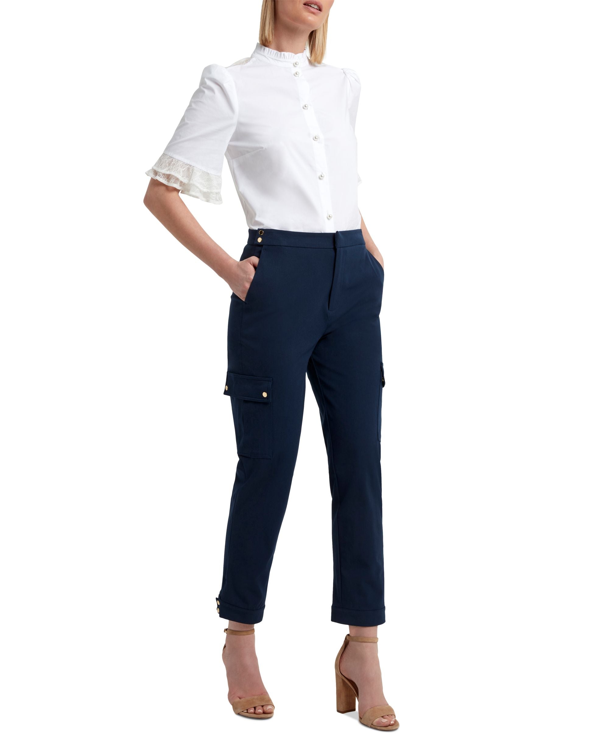 H Halston Power Stretch Twill Cargo Pants