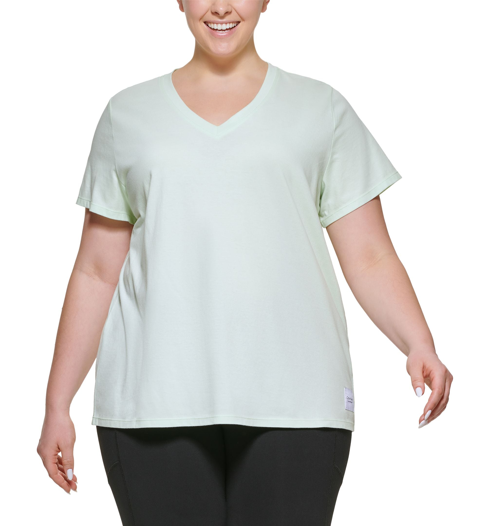 Calvin Klein Performance Womens Plus V-Neck Fitness Pullover Top