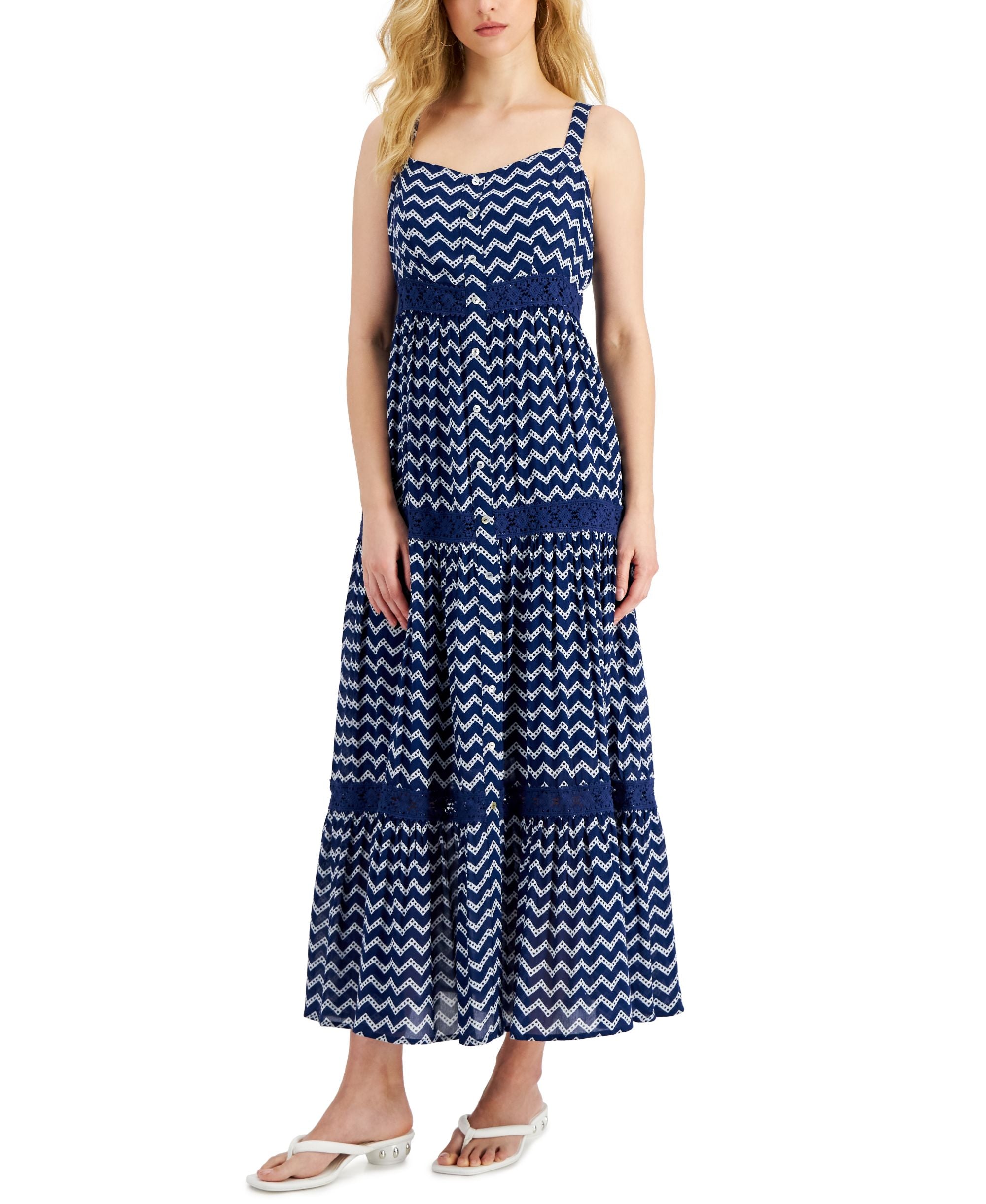 Fever Womens Gauze Tiered Maxi Dress