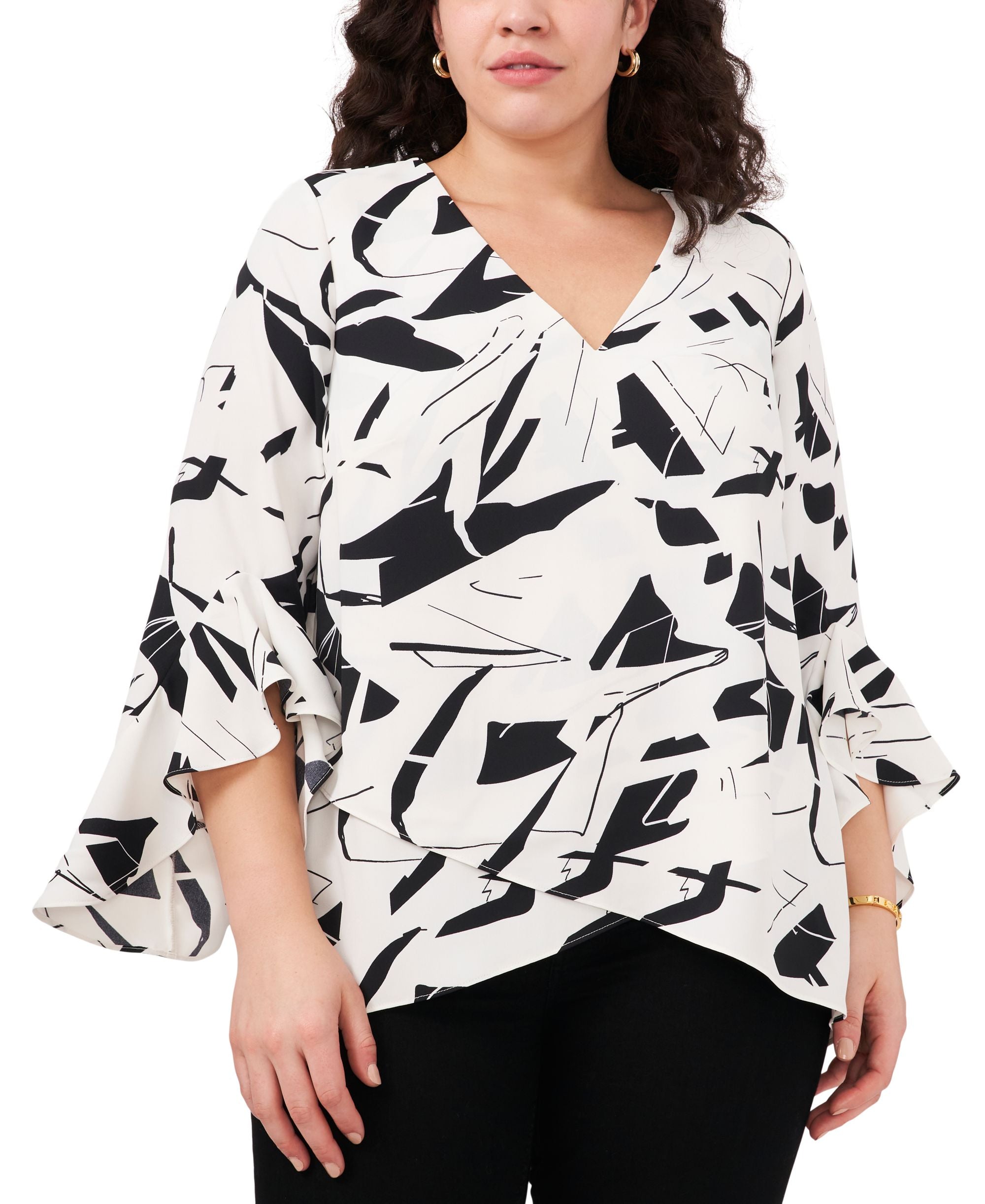 Vince Camuto Plus Size Printed 3/4 Sleeve Tunic