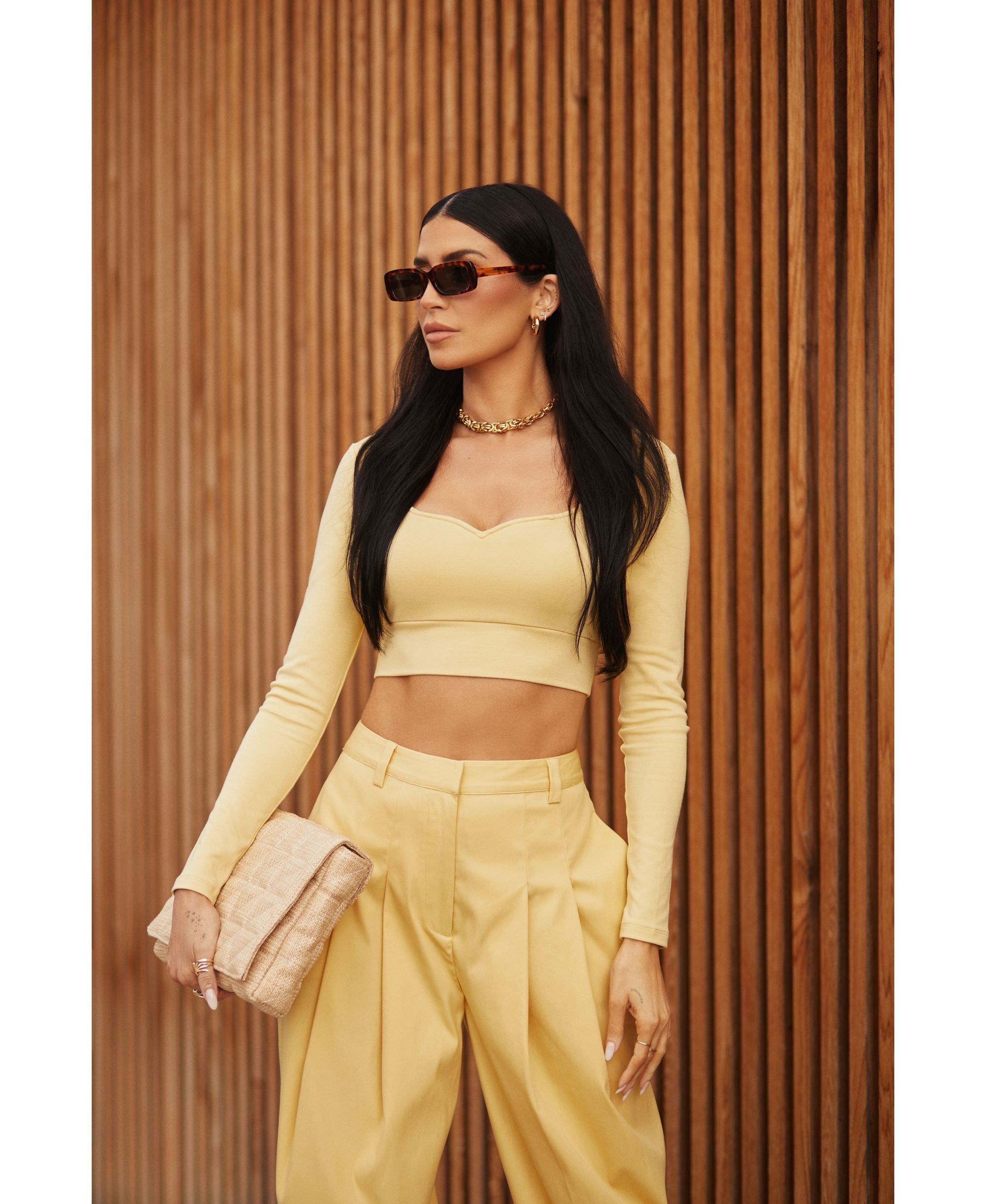 Bar III Nicole Williams English Cropped Long Sleeve Top