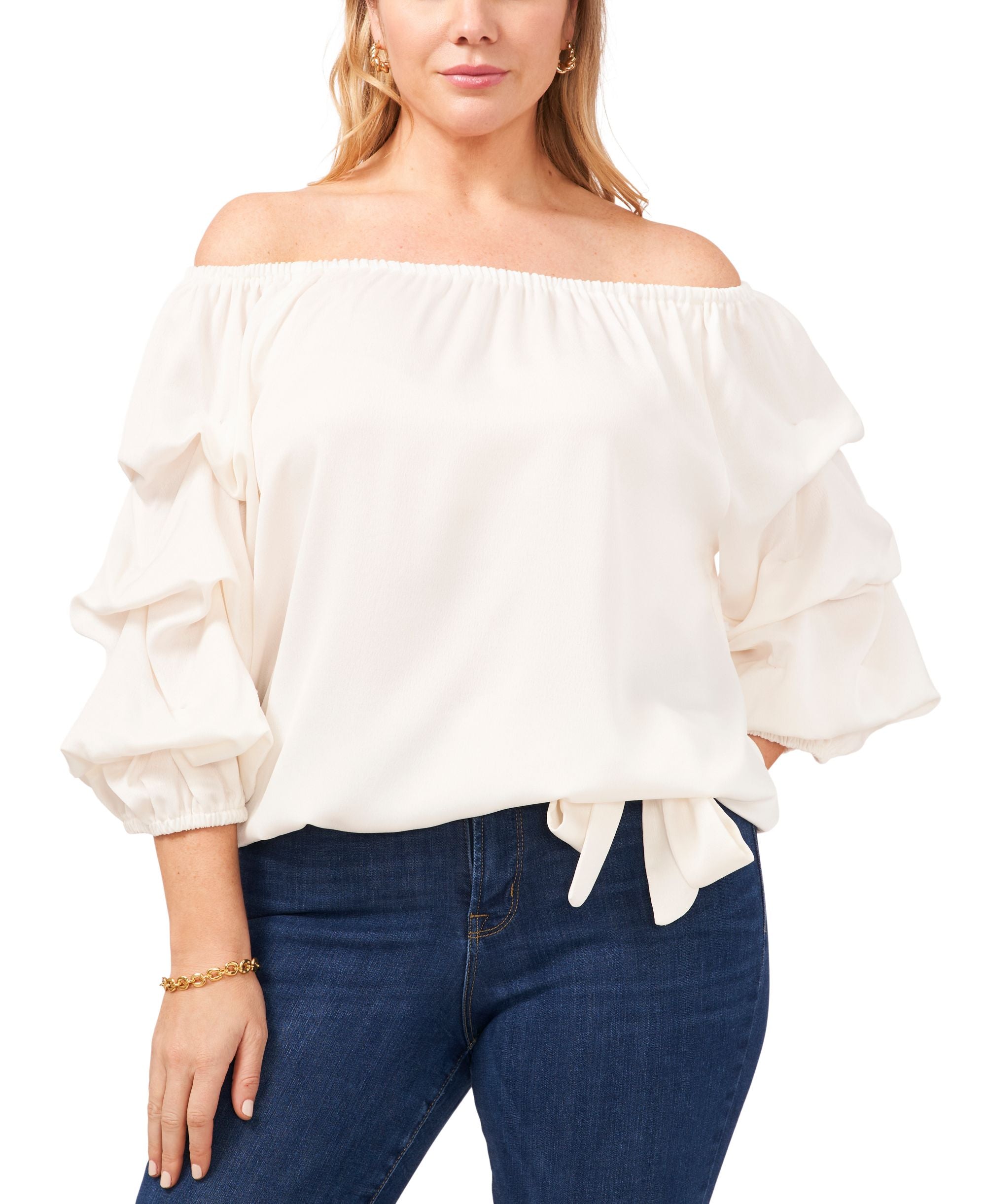 Vince Camuto Plus Size Bubble Sleeve Off The Shoulder Top