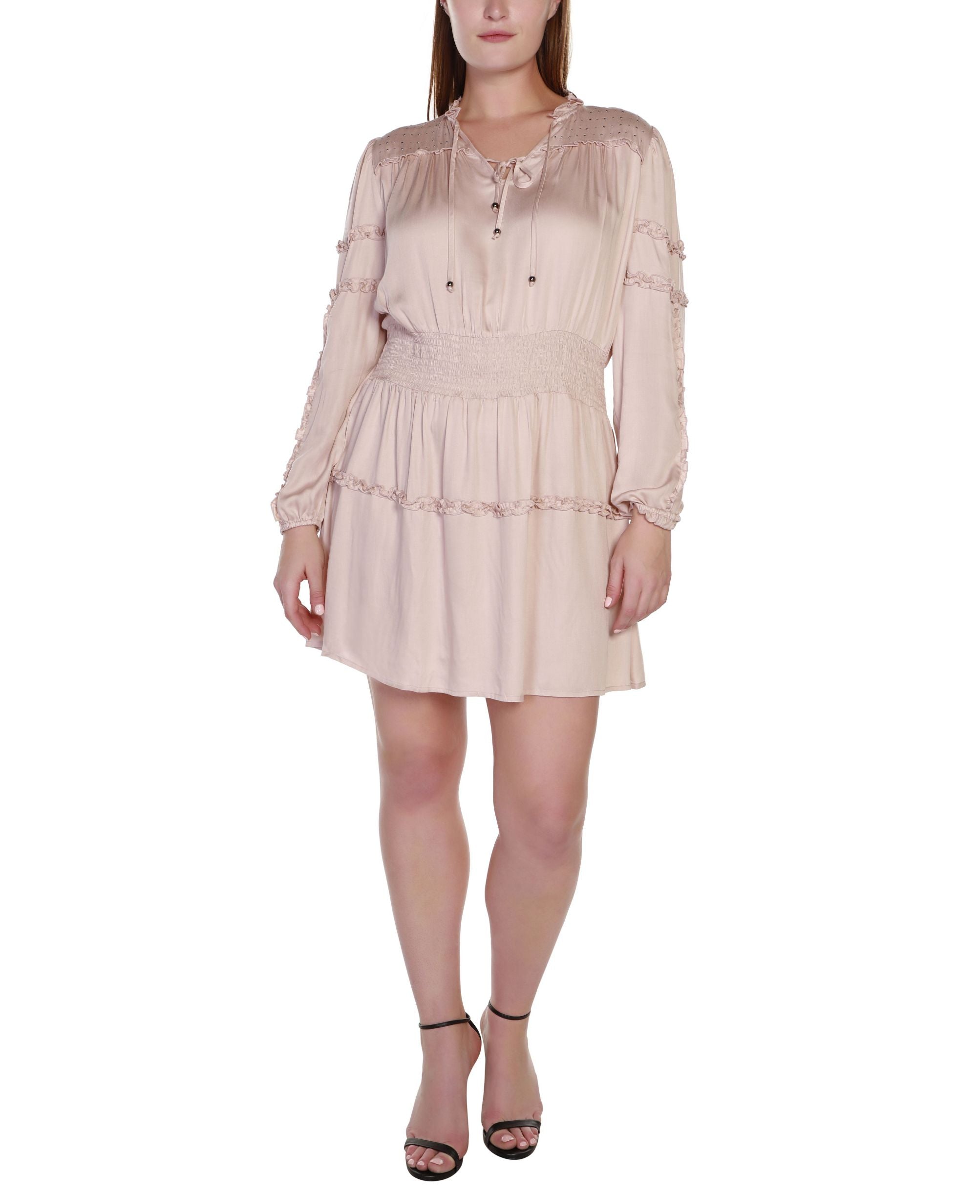 Black Label Plus Size Embellished Dress with Ruffle Detail