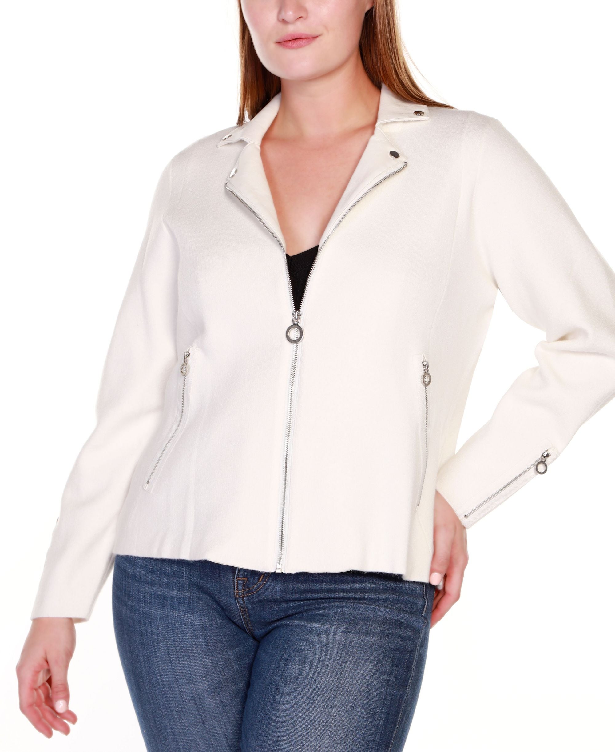 Black Label Plus Size Motorcycle Sweater Jacket