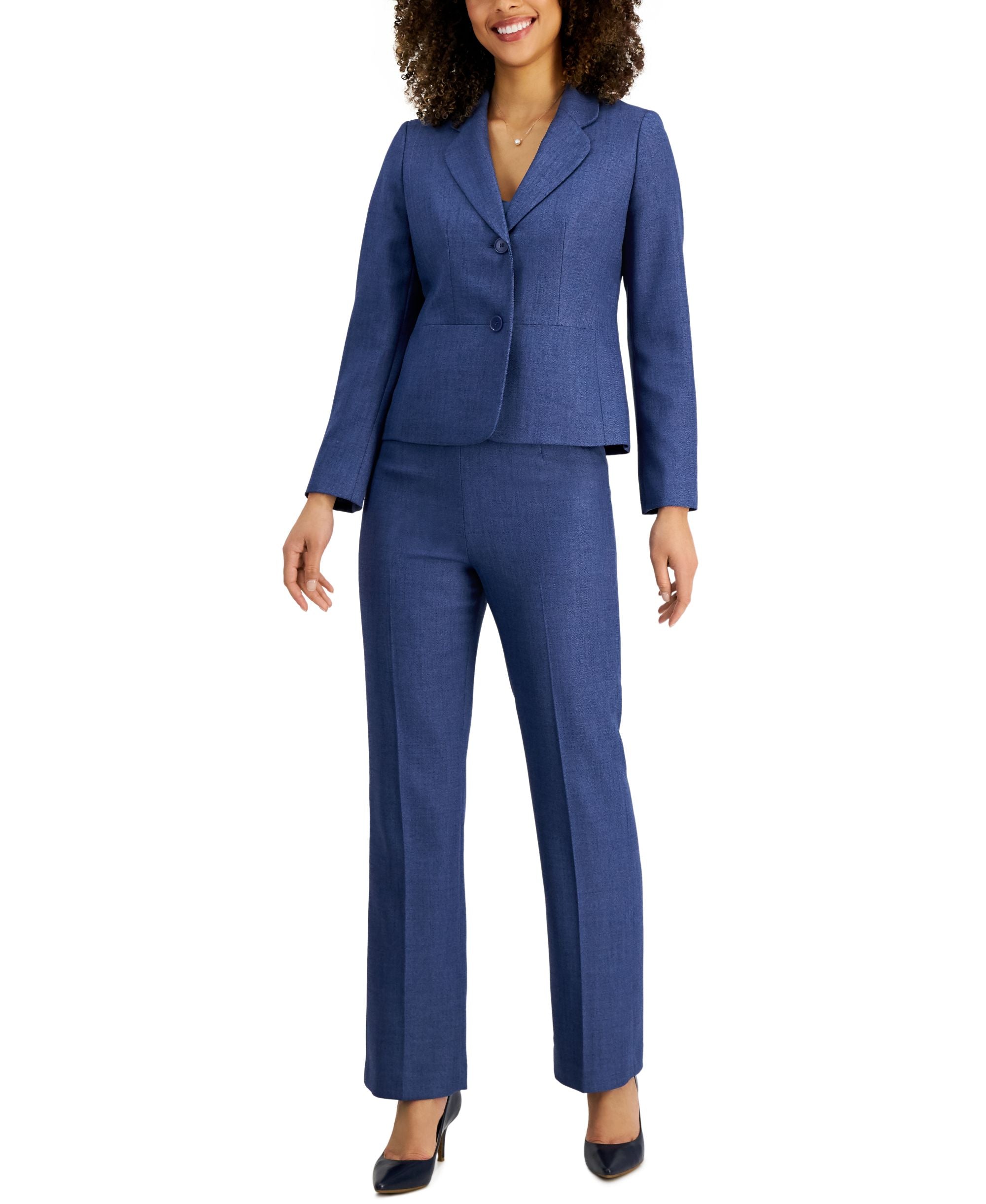 Women's Notch-Collar Pantsuit, Regular and Petite Sizes
