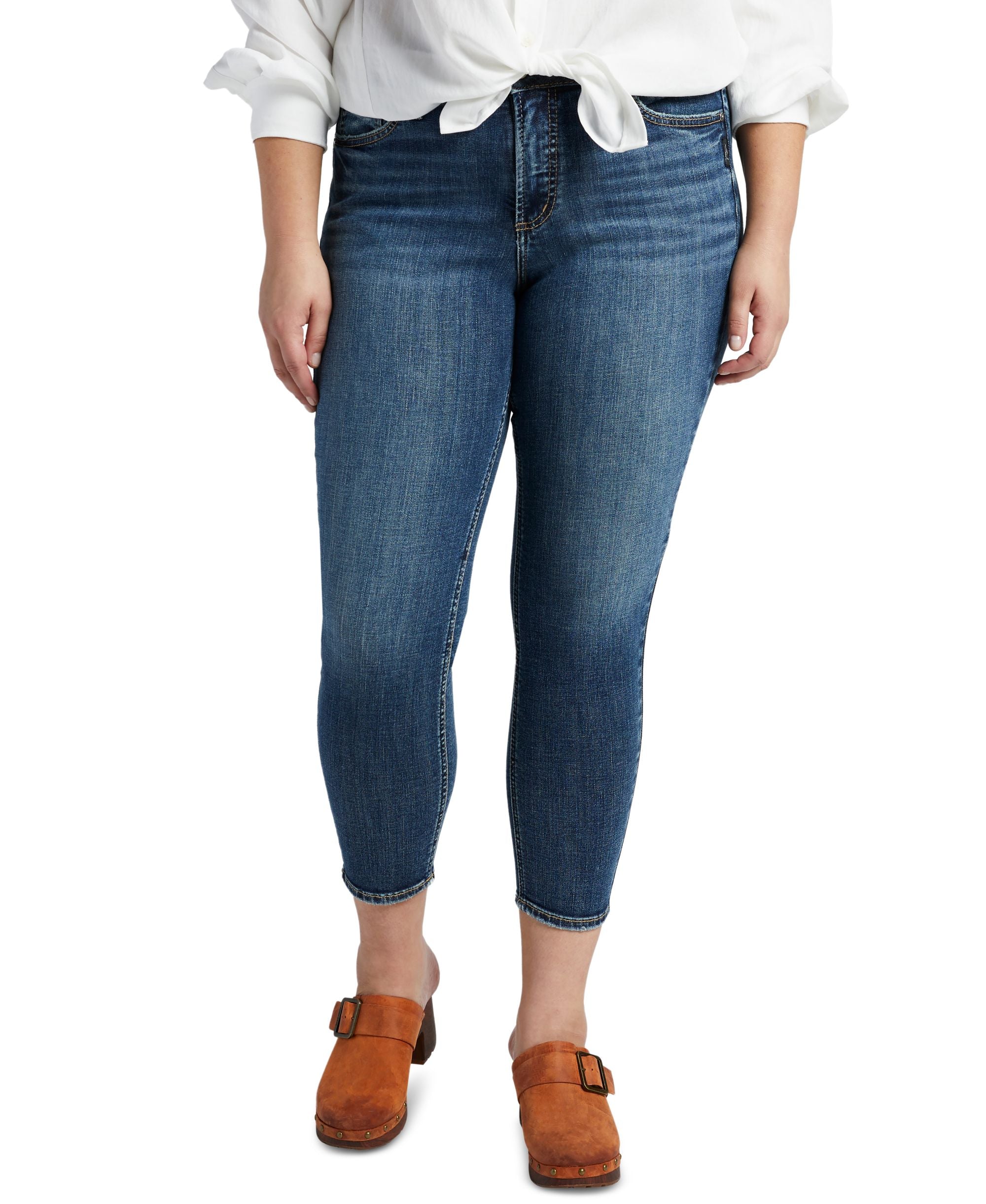 Silver Jeans Co. Plus Size Suki Mid Rise Skinny Cropped Jeans