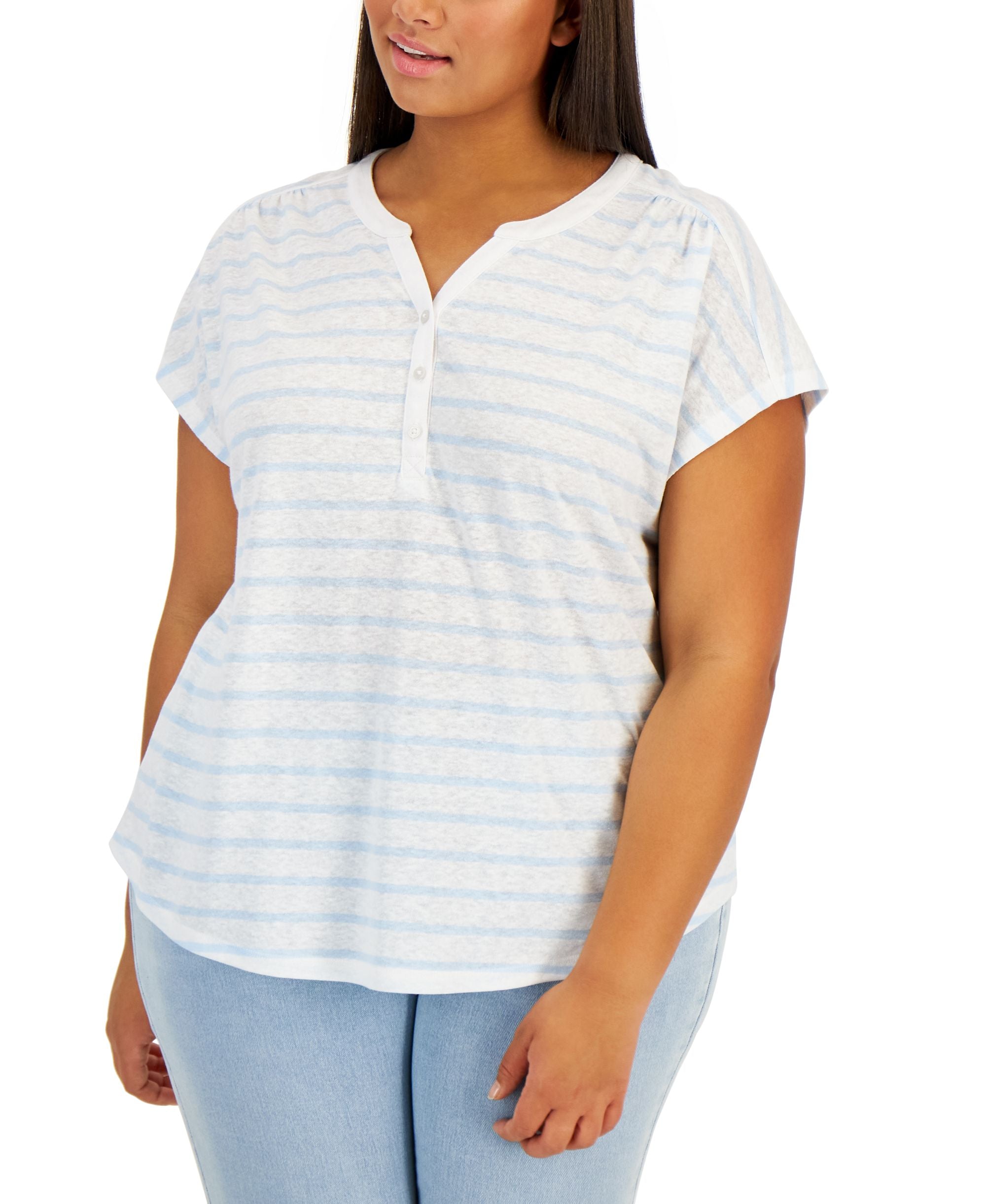 Style & Co Plus Size Split Neck Top