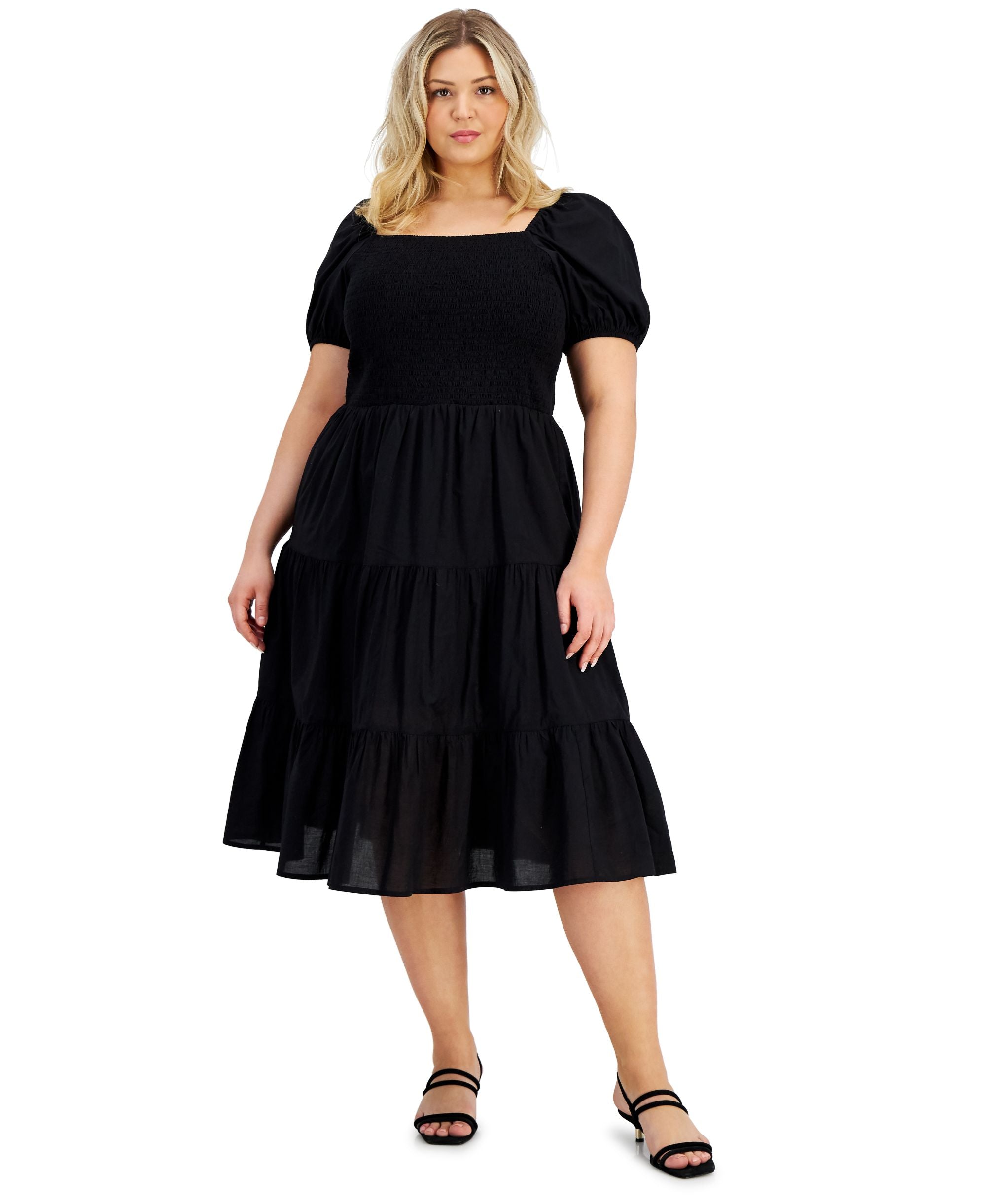 Now This Trendy Plus Size Cotton Tiered Dress