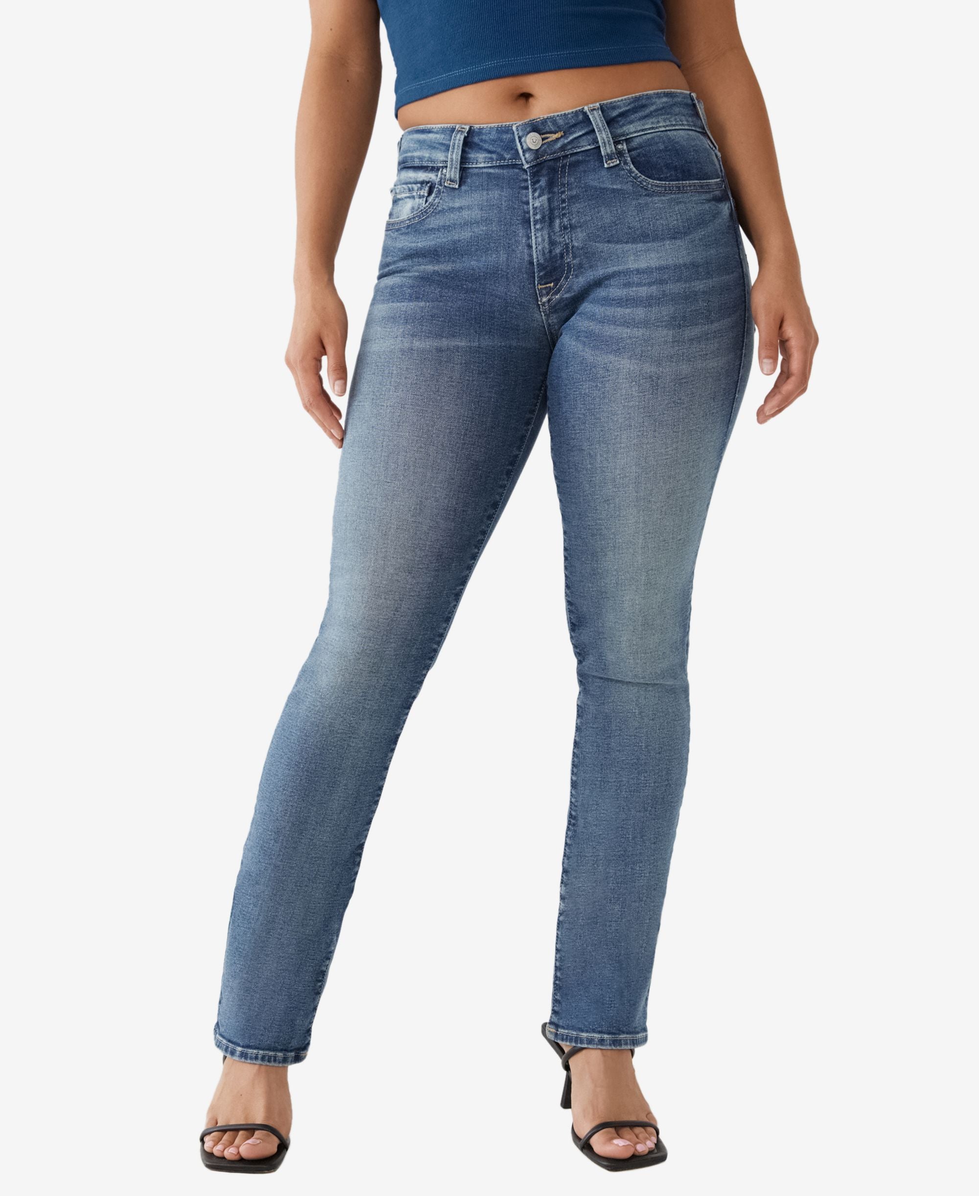 Womens Billie Mid Rise Straight Leg Jeans