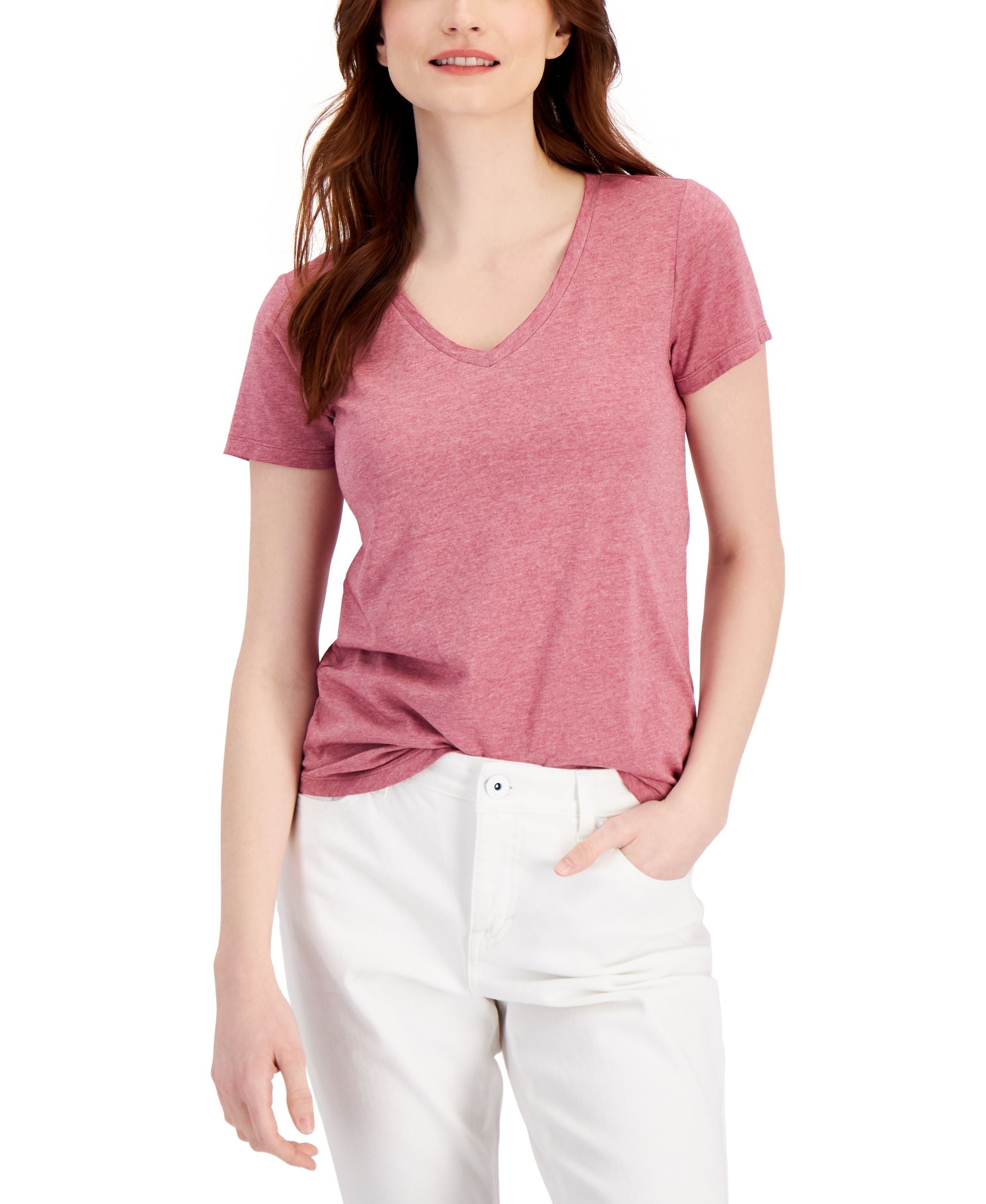 Style & Co Burnout V Neck T-Shirt