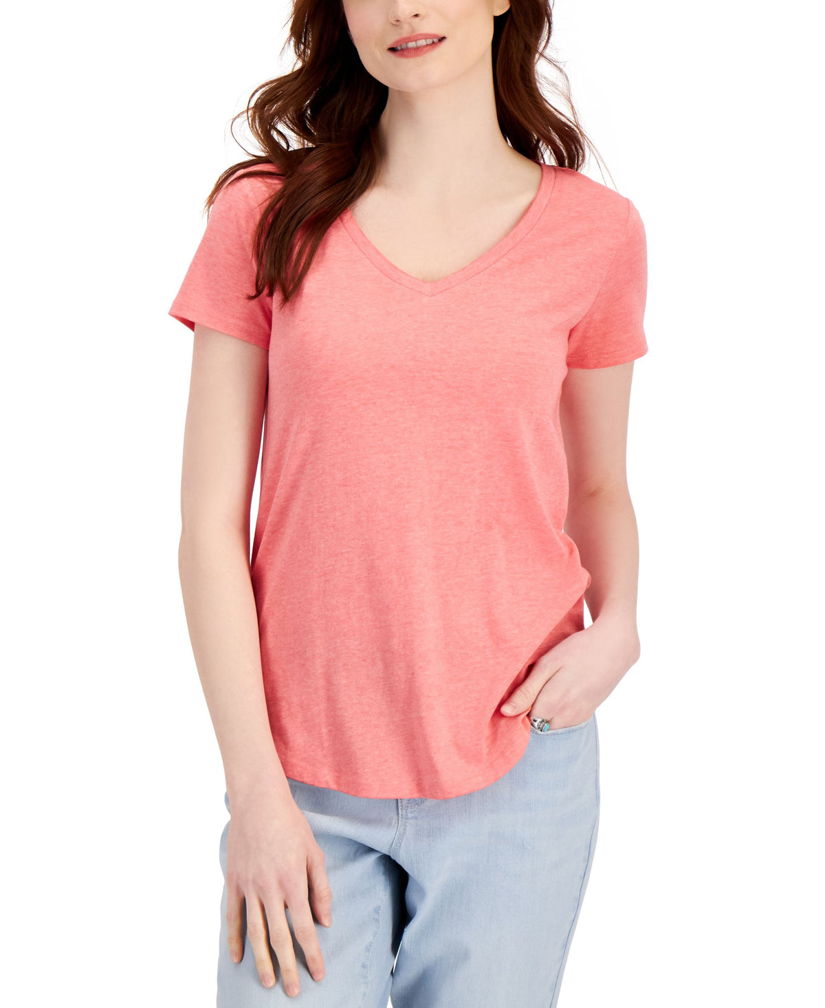 Style & Co Burnout V Neck T-Shirt