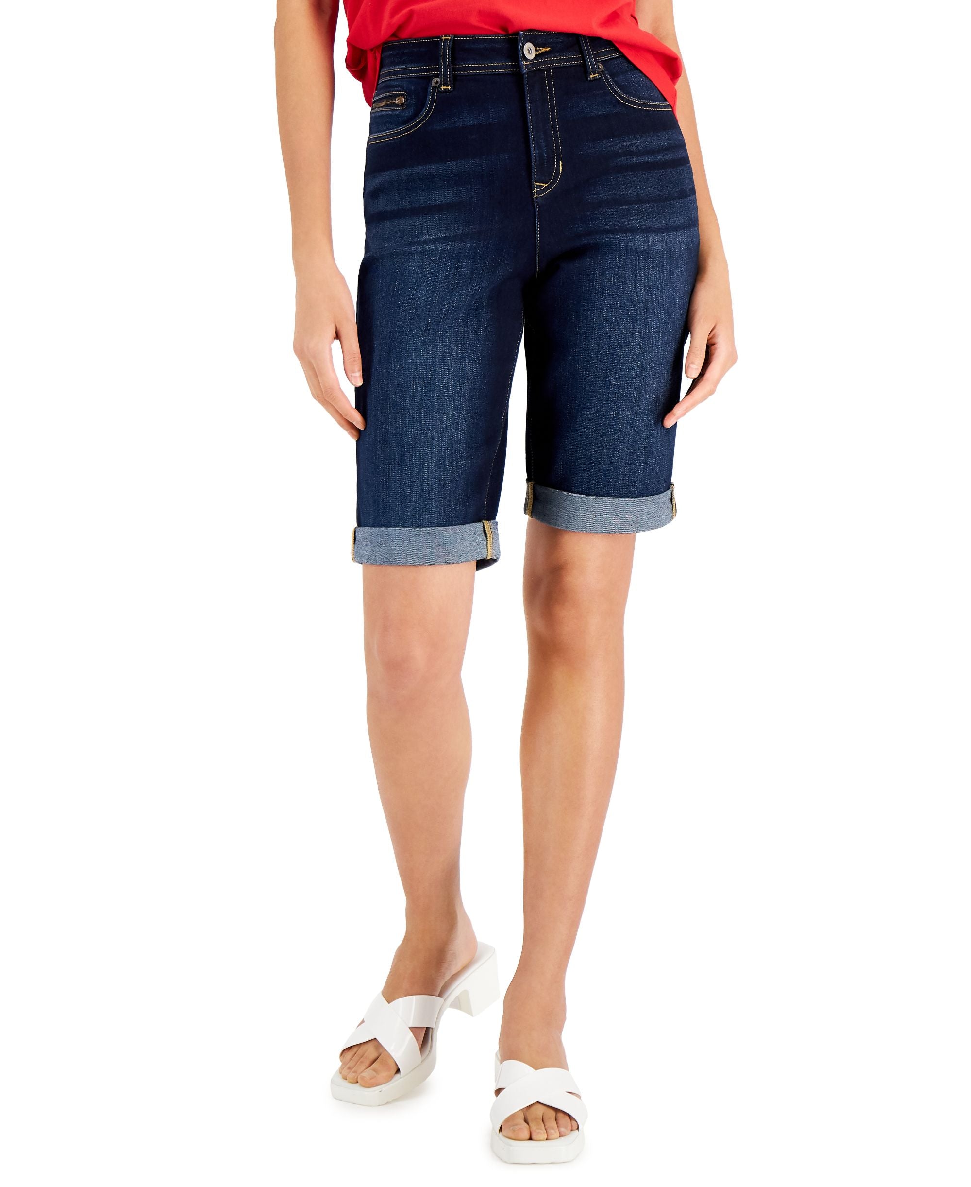 Women's High Rise Cuffed Bermuda Shorts