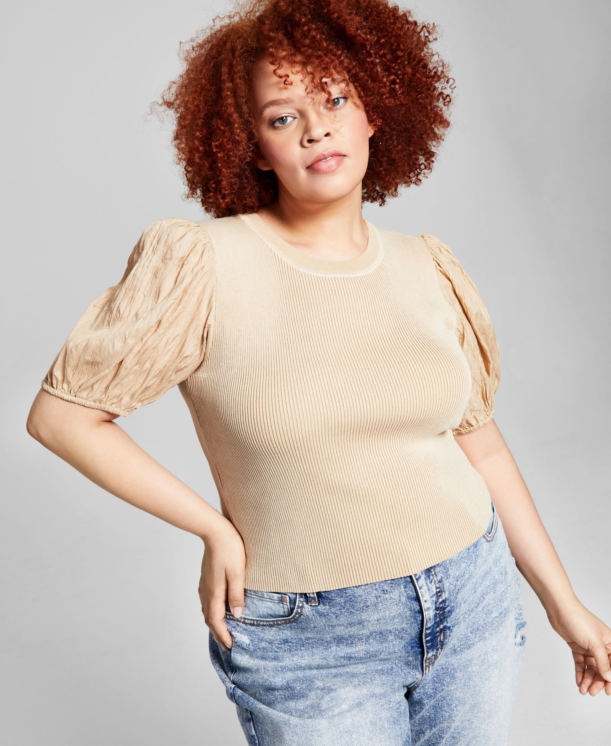 And Now This Trendy Plus Size Puff-Sleeve Top