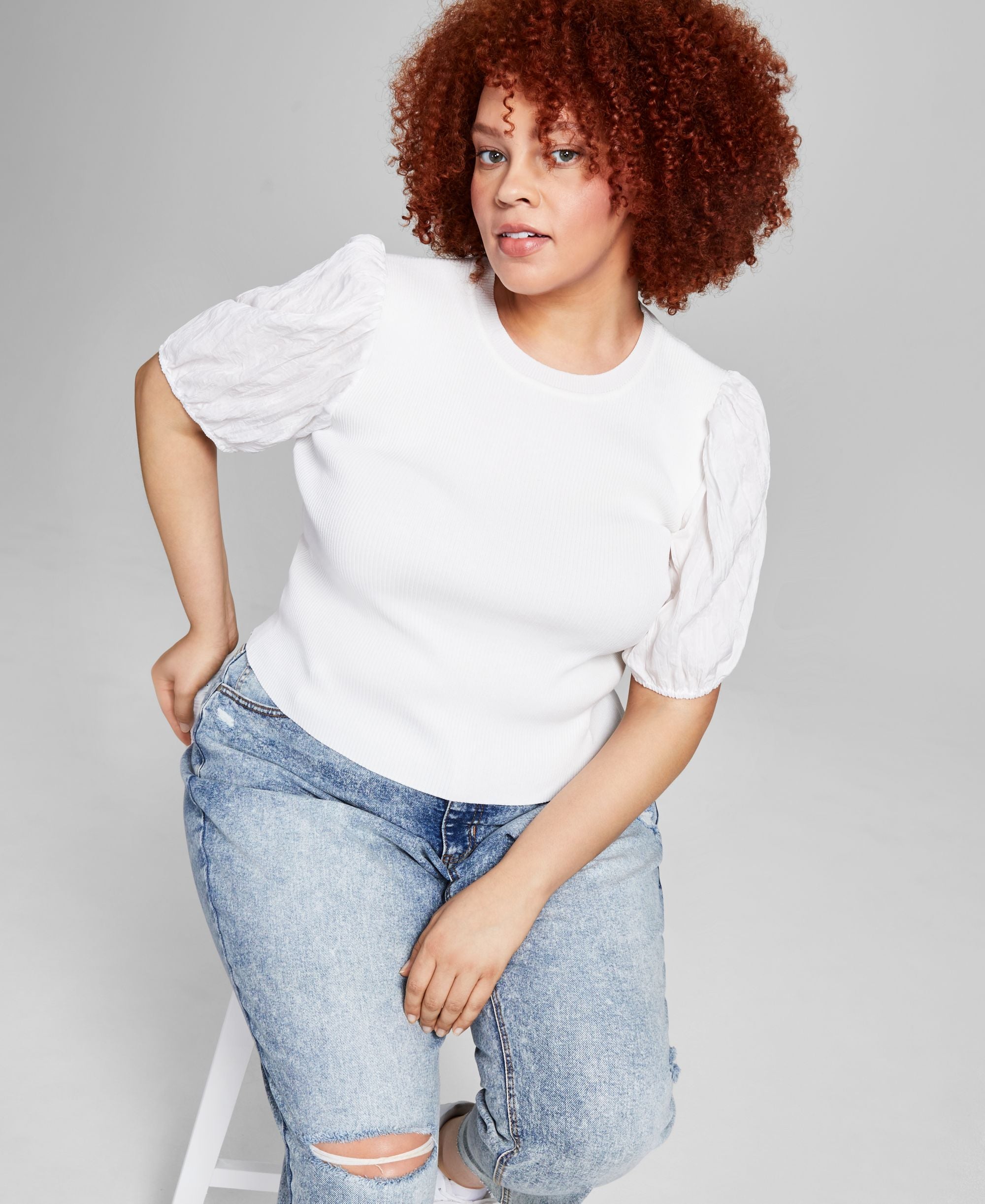And Now This Trendy Plus Size Puff-Sleeve Top
