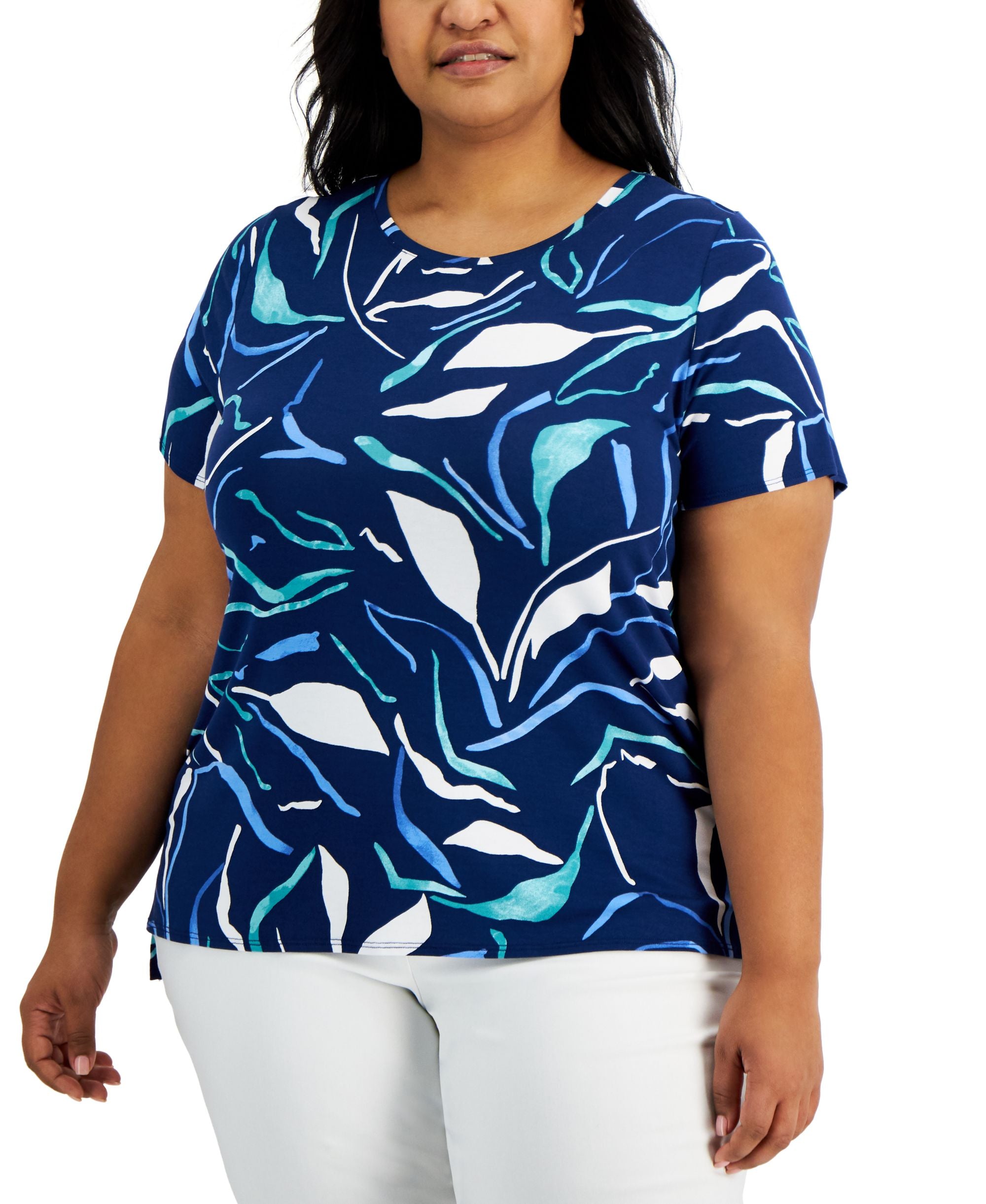 Alfani Plus Size Printed Jersey Top