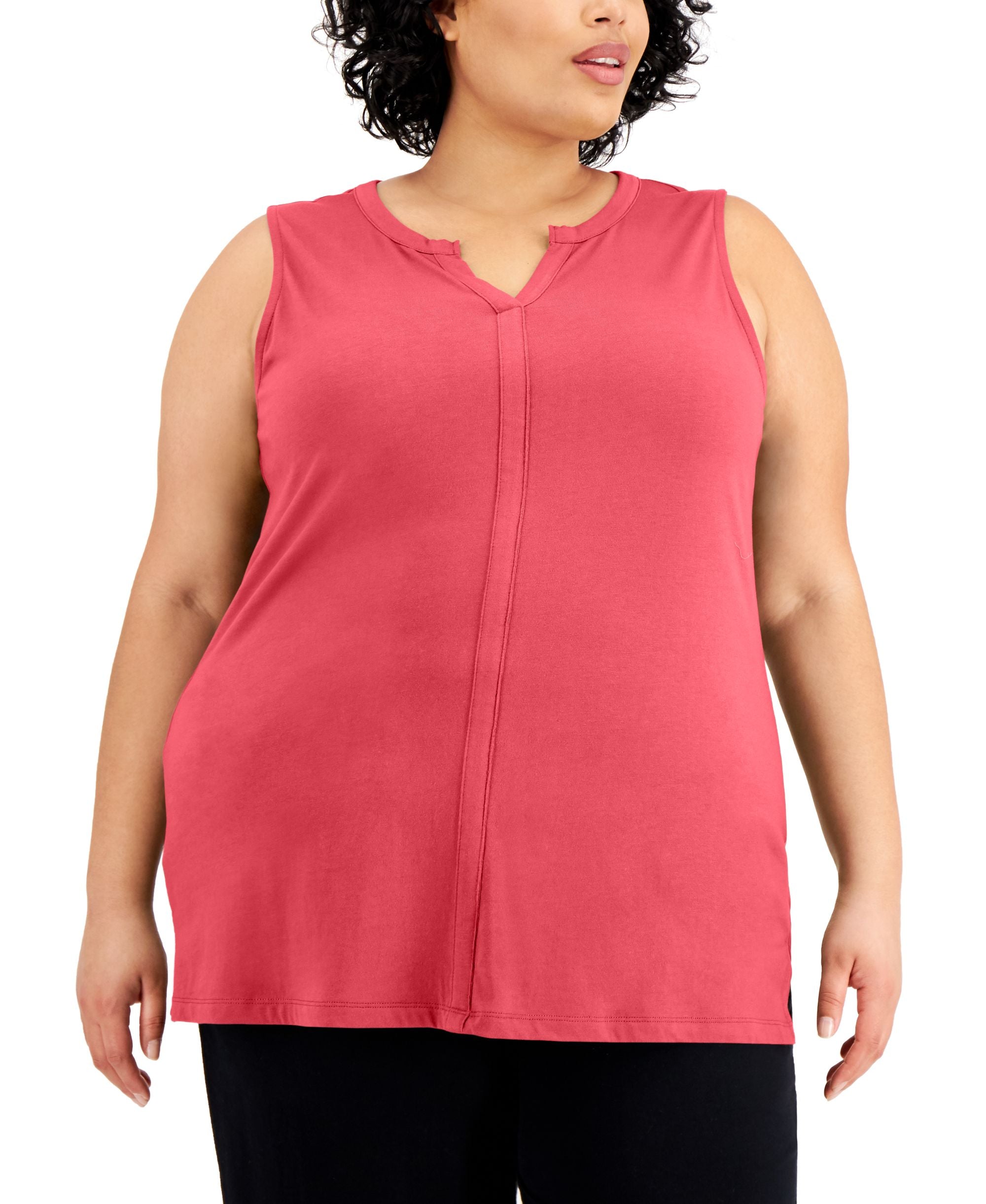 Karen Scott Plus Size Cotton Split Neck Tunic