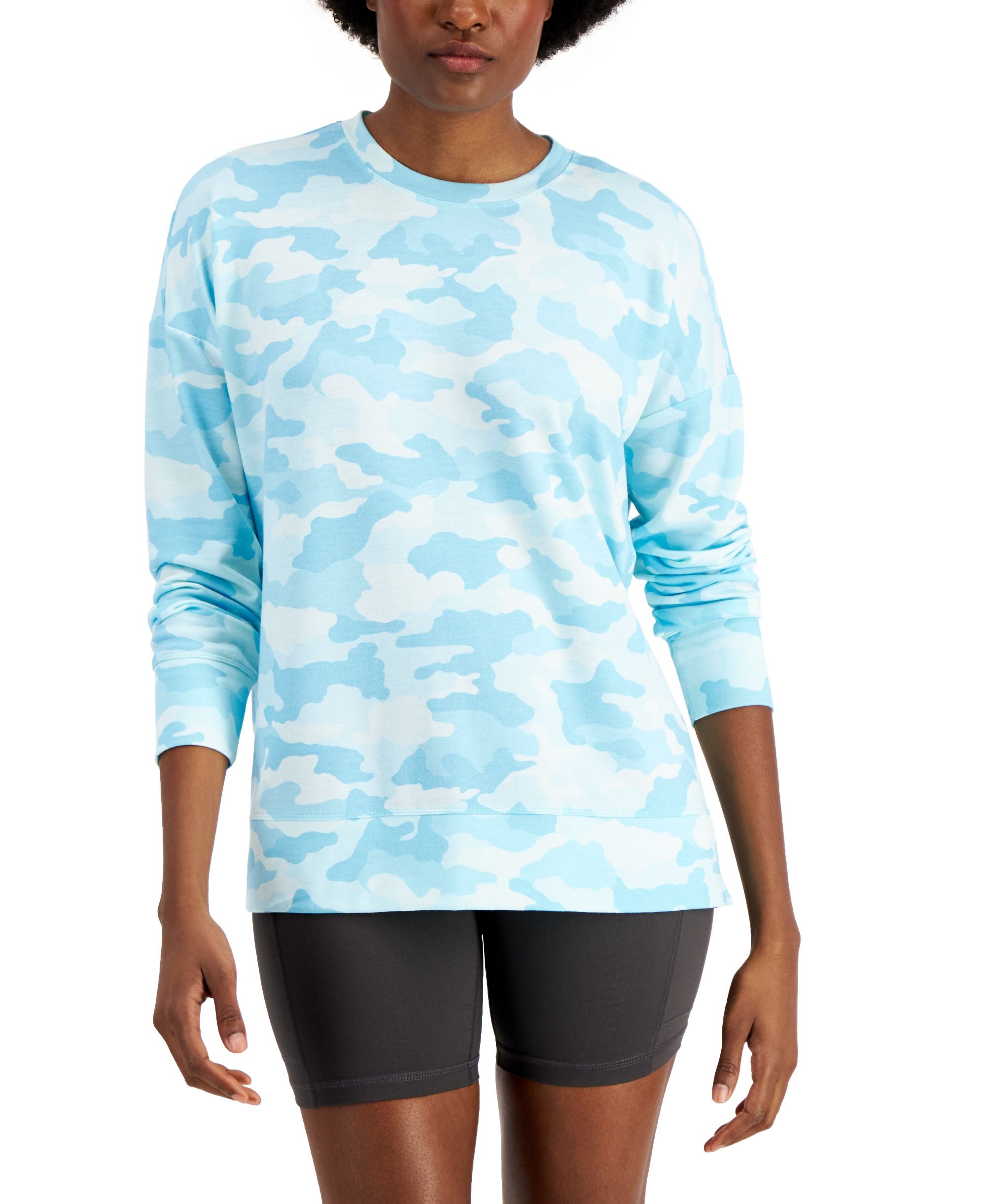 ID Ideology Womens Relaxed Camo Crewneck Pullover
