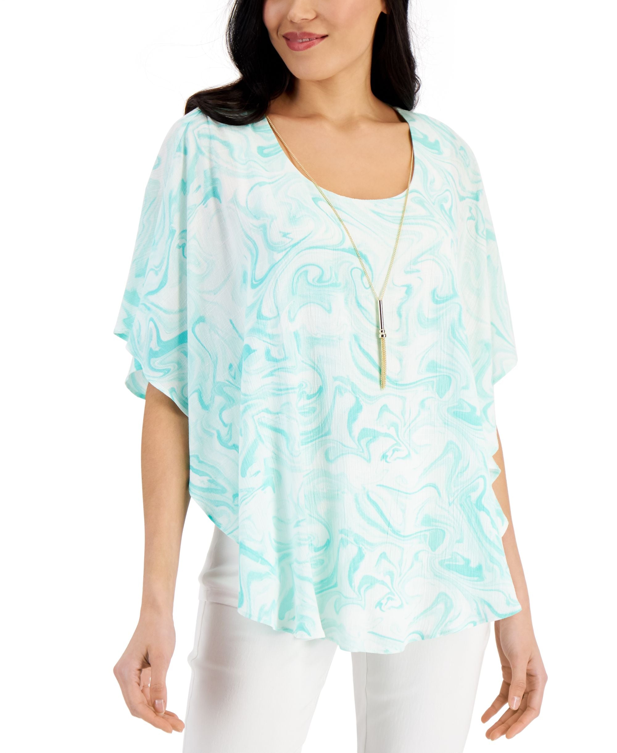 JM Collection Petite Gauze Poncho Top